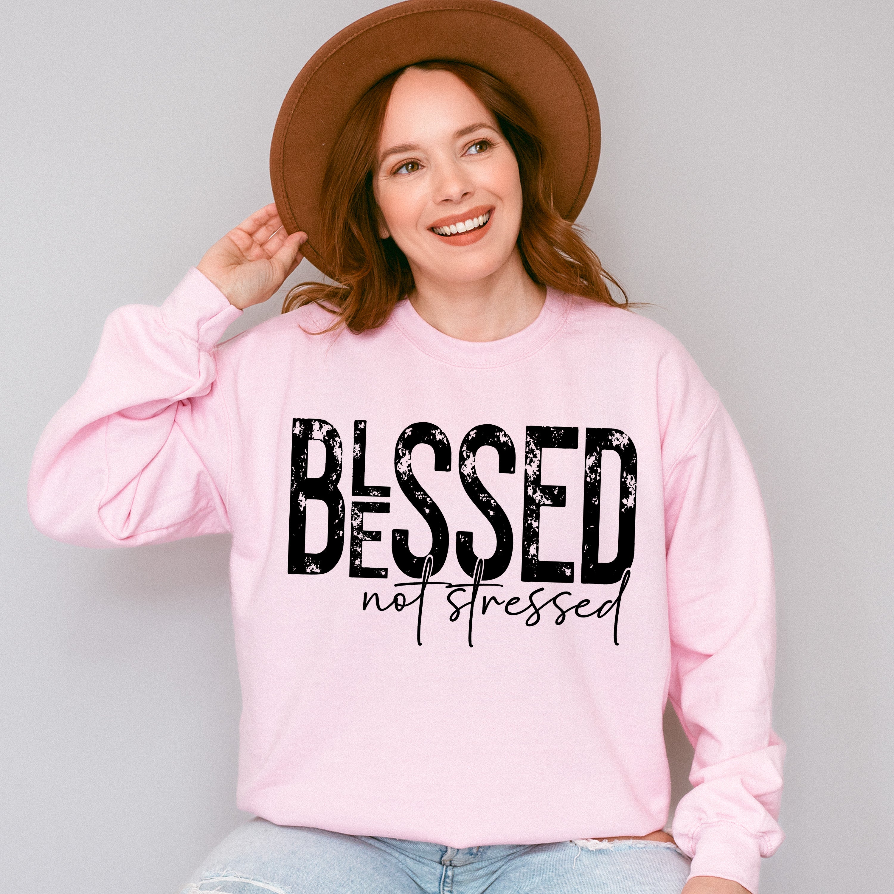 Blessed Not Stressed - Christianity Unisex Crewneck T-Shirt Sweatshirt Hoodie