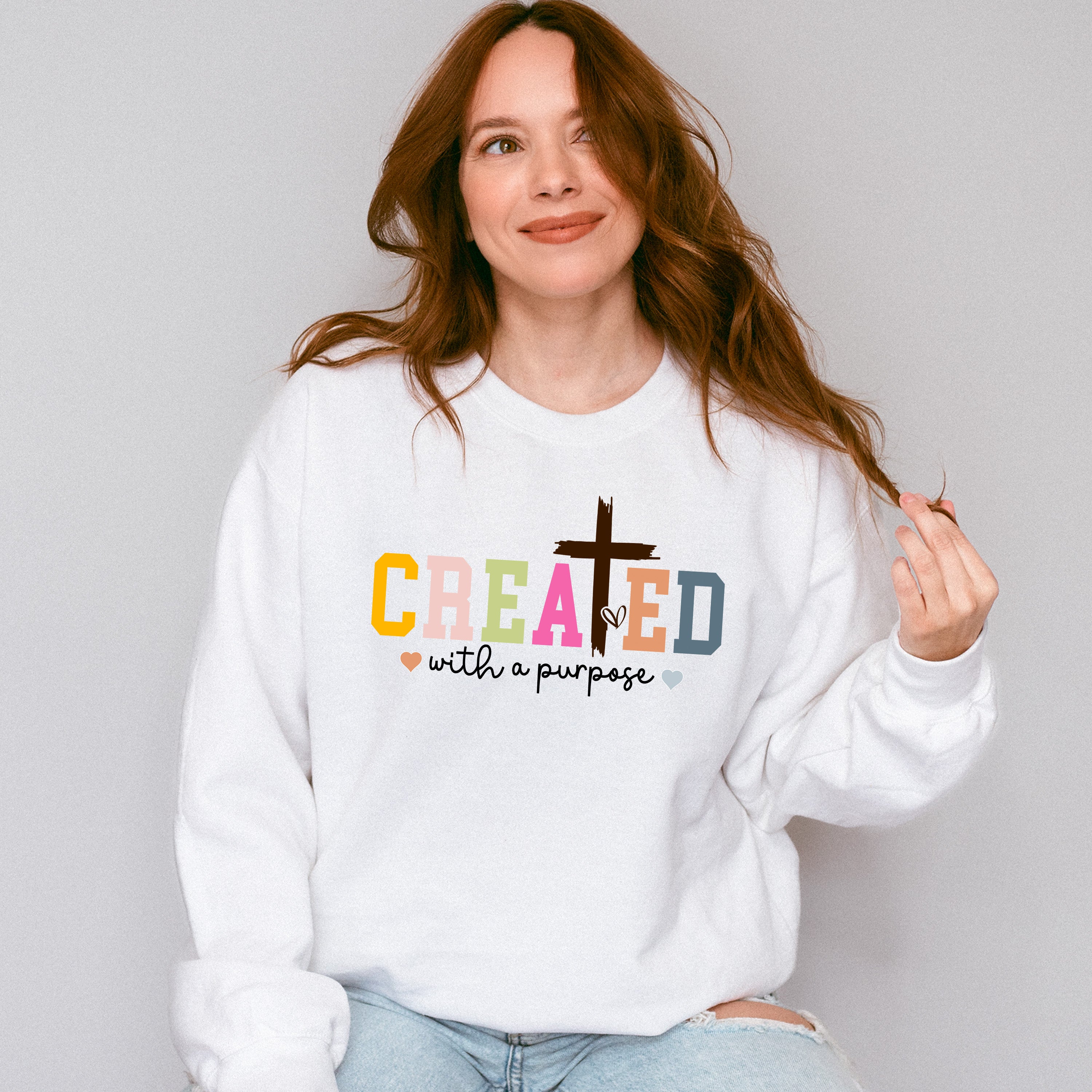 Created With A Purpose - Christianity Unisex Crewneck T-Shirt Sweatshirt Hoodie