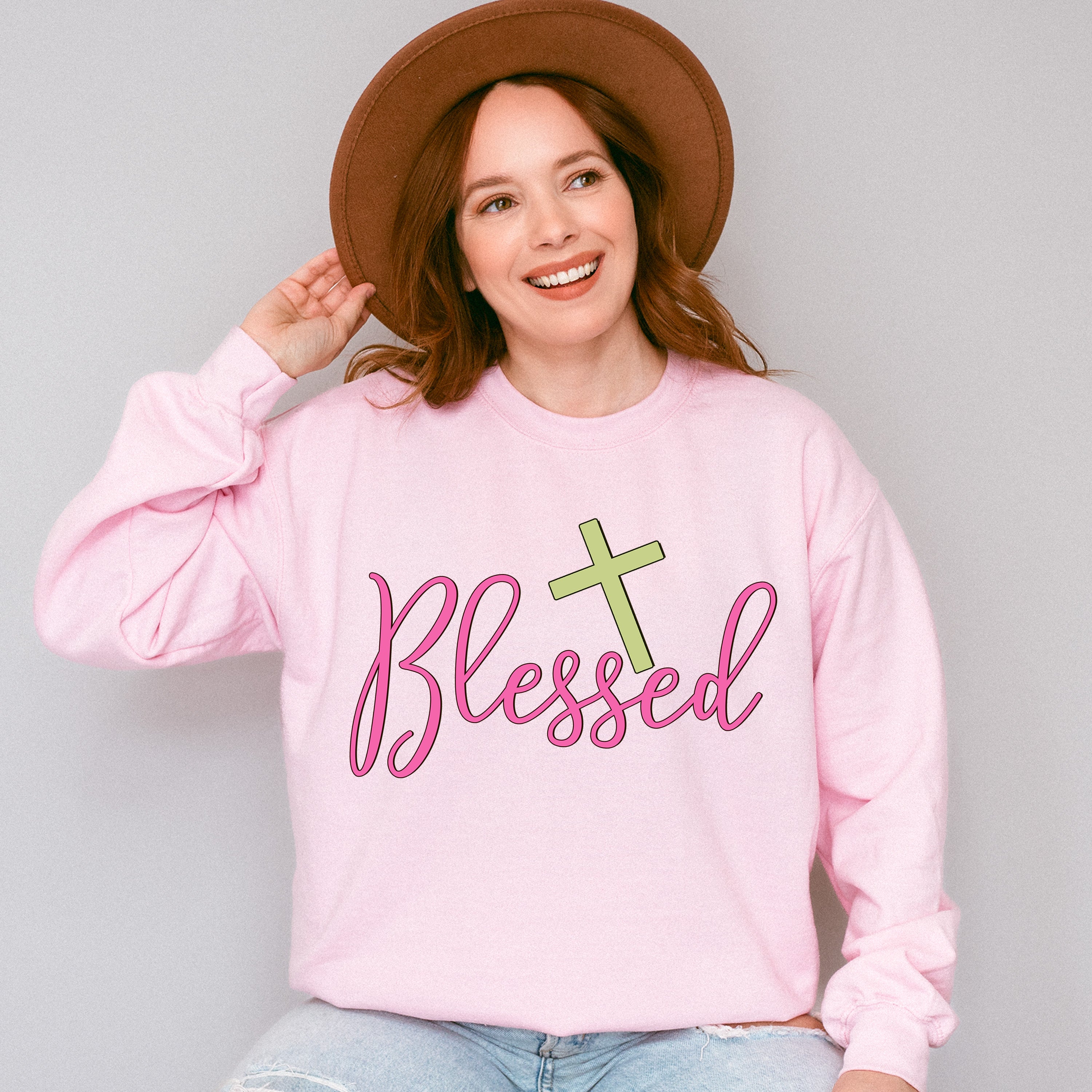 Blessed Cross Design - Christianity Unisex Crewneck T-Shirt Sweatshirt Hoodie