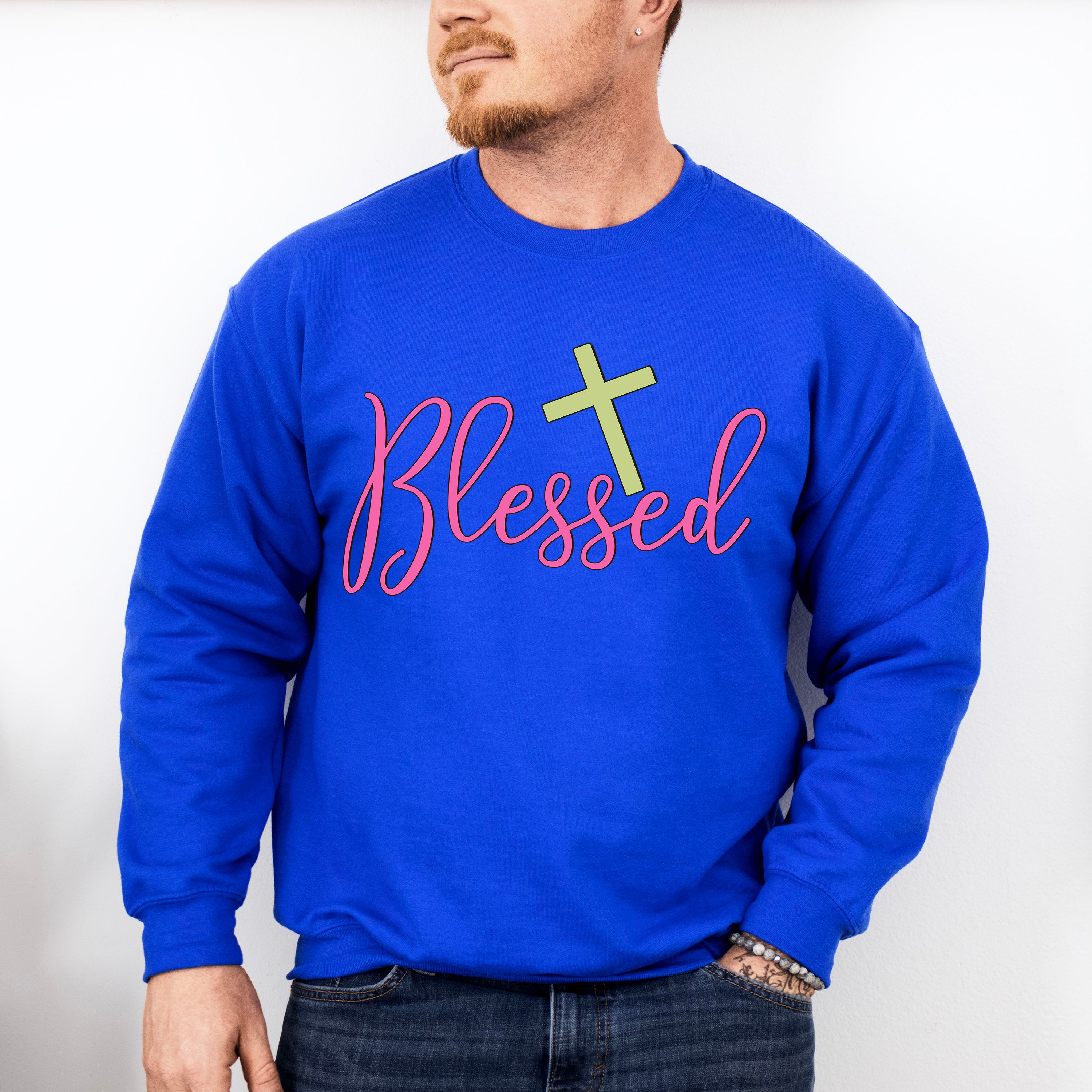 Blessed Cross Design - Christianity Unisex Crewneck T-Shirt Sweatshirt Hoodie