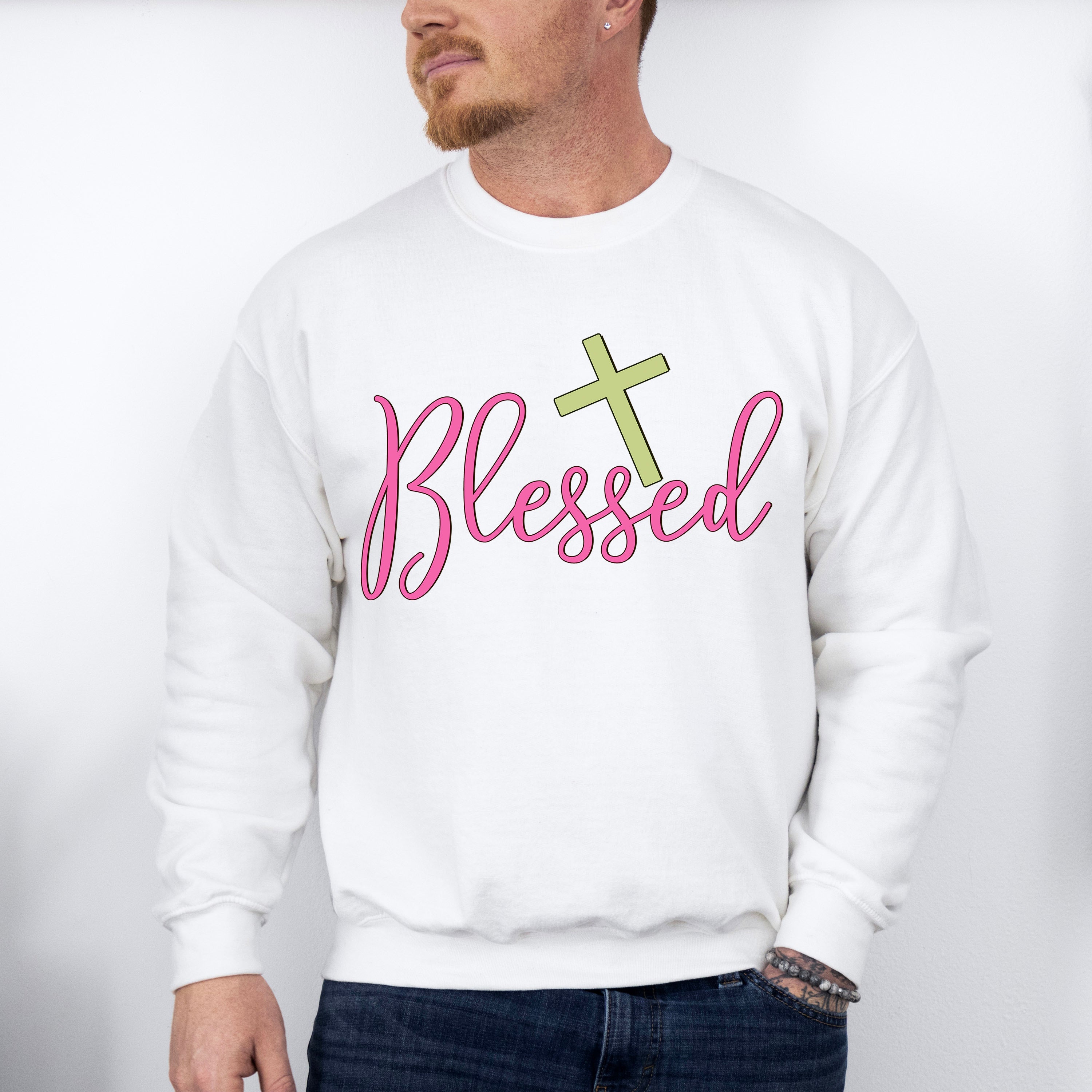 Blessed Cross Design - Christianity Unisex Crewneck T-Shirt Sweatshirt Hoodie