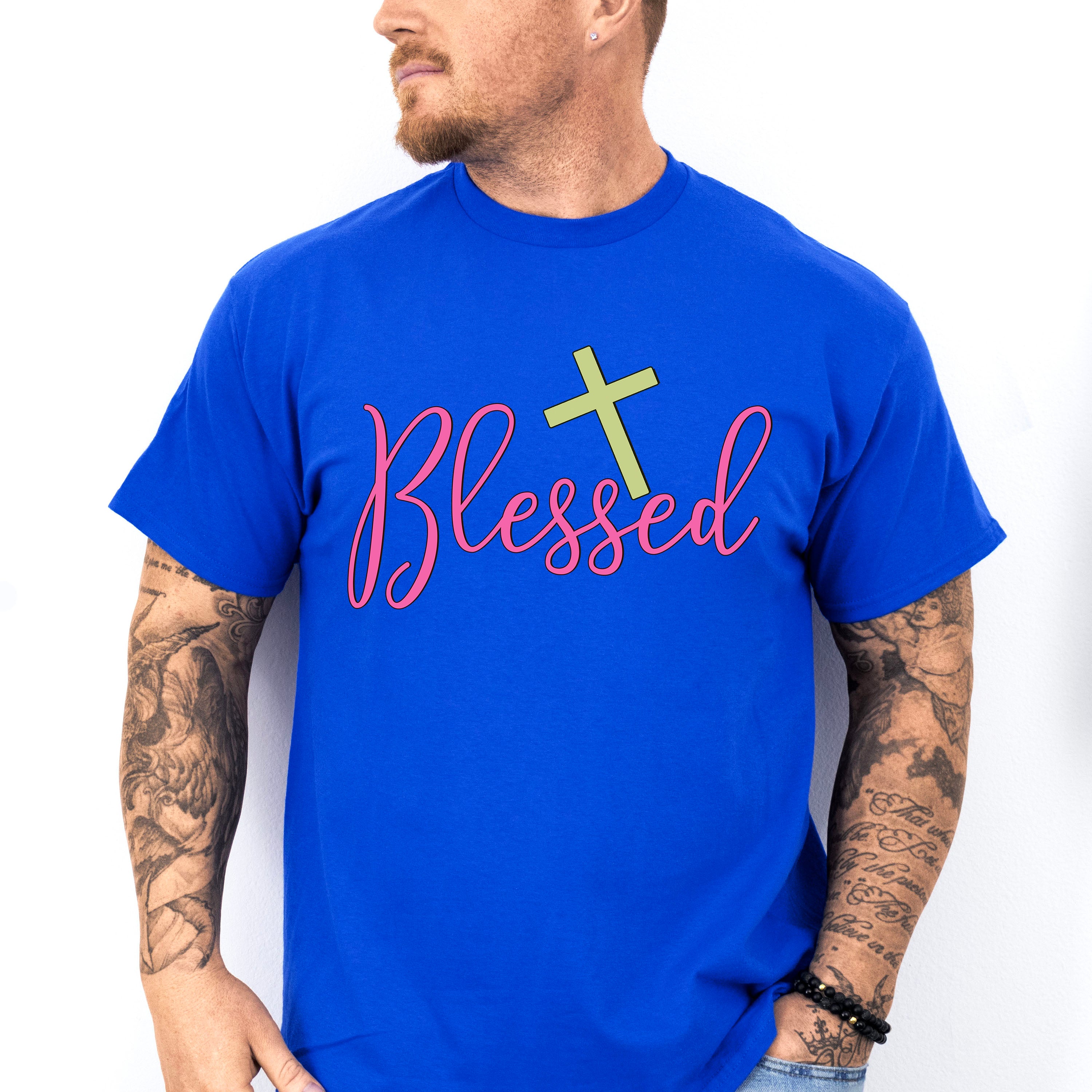 Blessed Cross Design - Christianity Unisex Crewneck T-Shirt Sweatshirt Hoodie