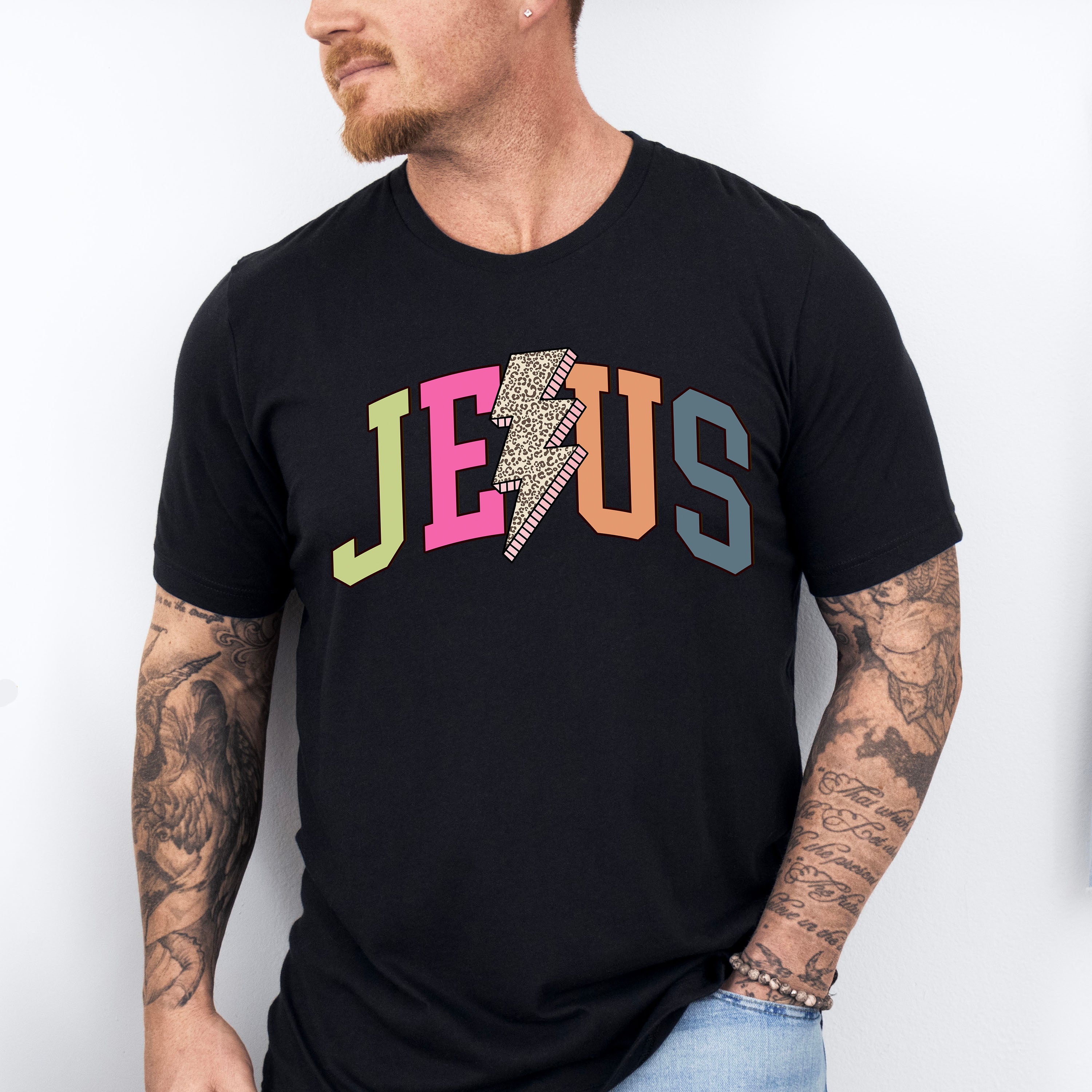 Jesus Lightning Bolt Design - Christianity Unisex Crewneck T-Shirt Sweatshirt Hoodie