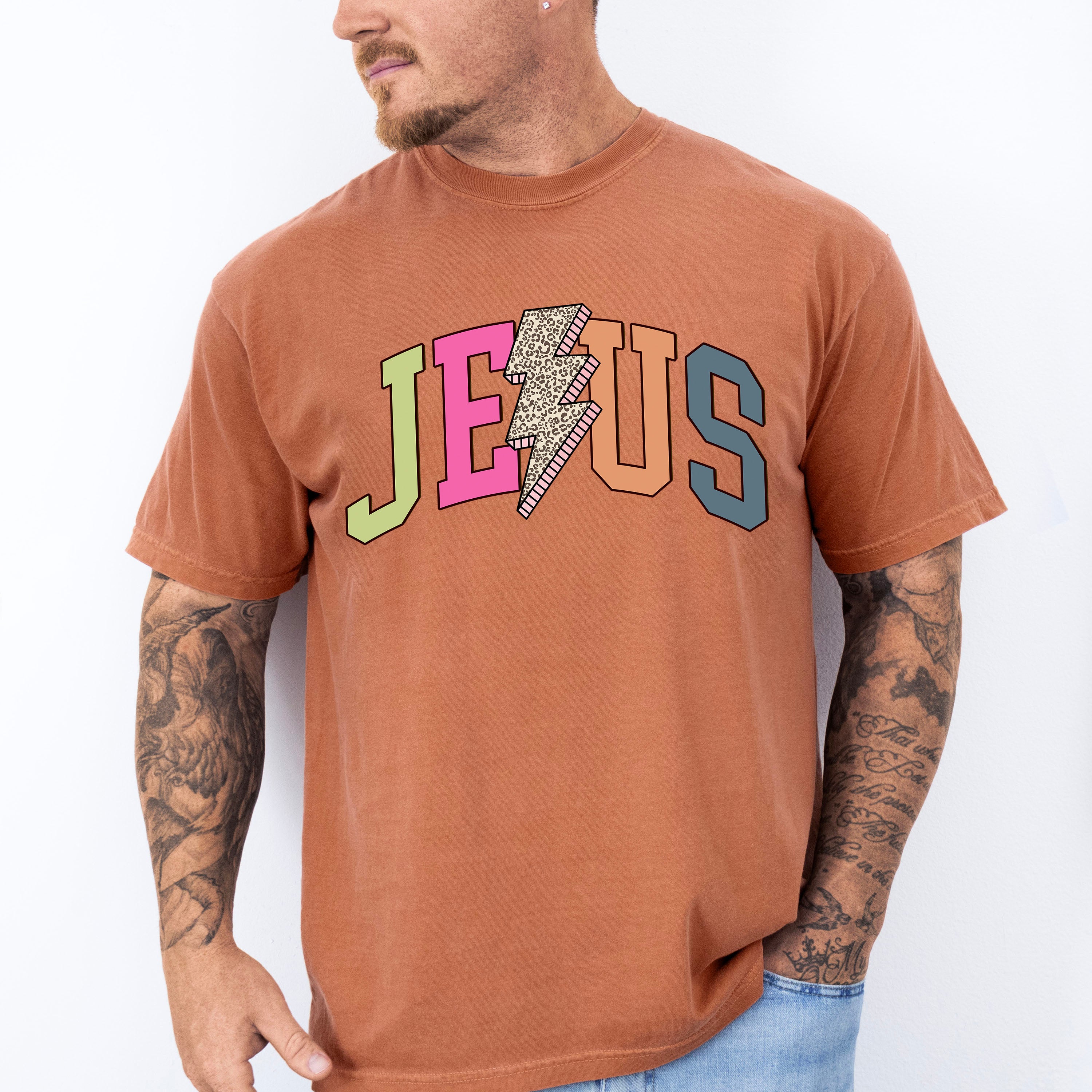Jesus Lightning Bolt Design - Christianity Unisex Crewneck T-Shirt Sweatshirt Hoodie