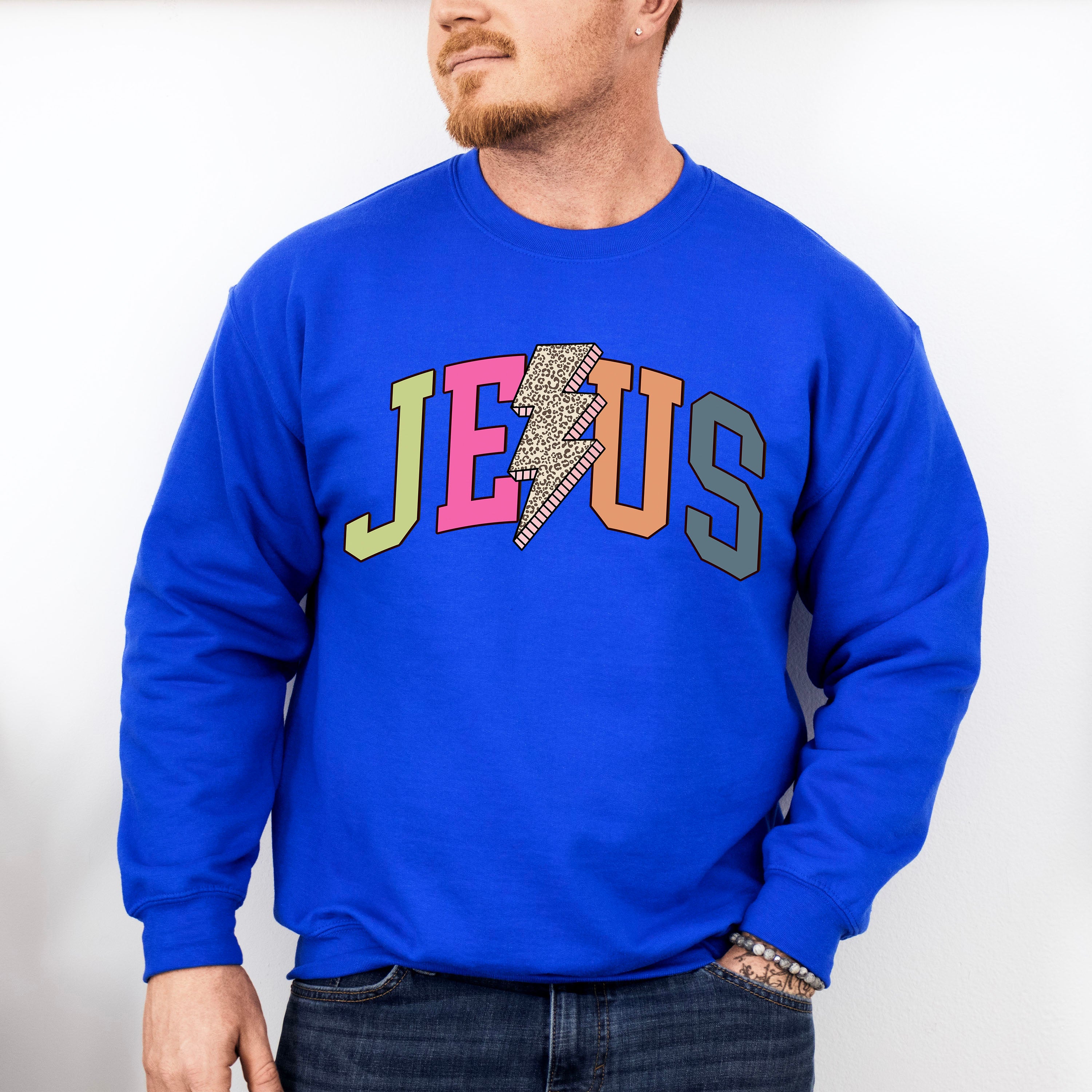 Jesus Lightning Bolt Design - Christianity Unisex Crewneck T-Shirt Sweatshirt Hoodie