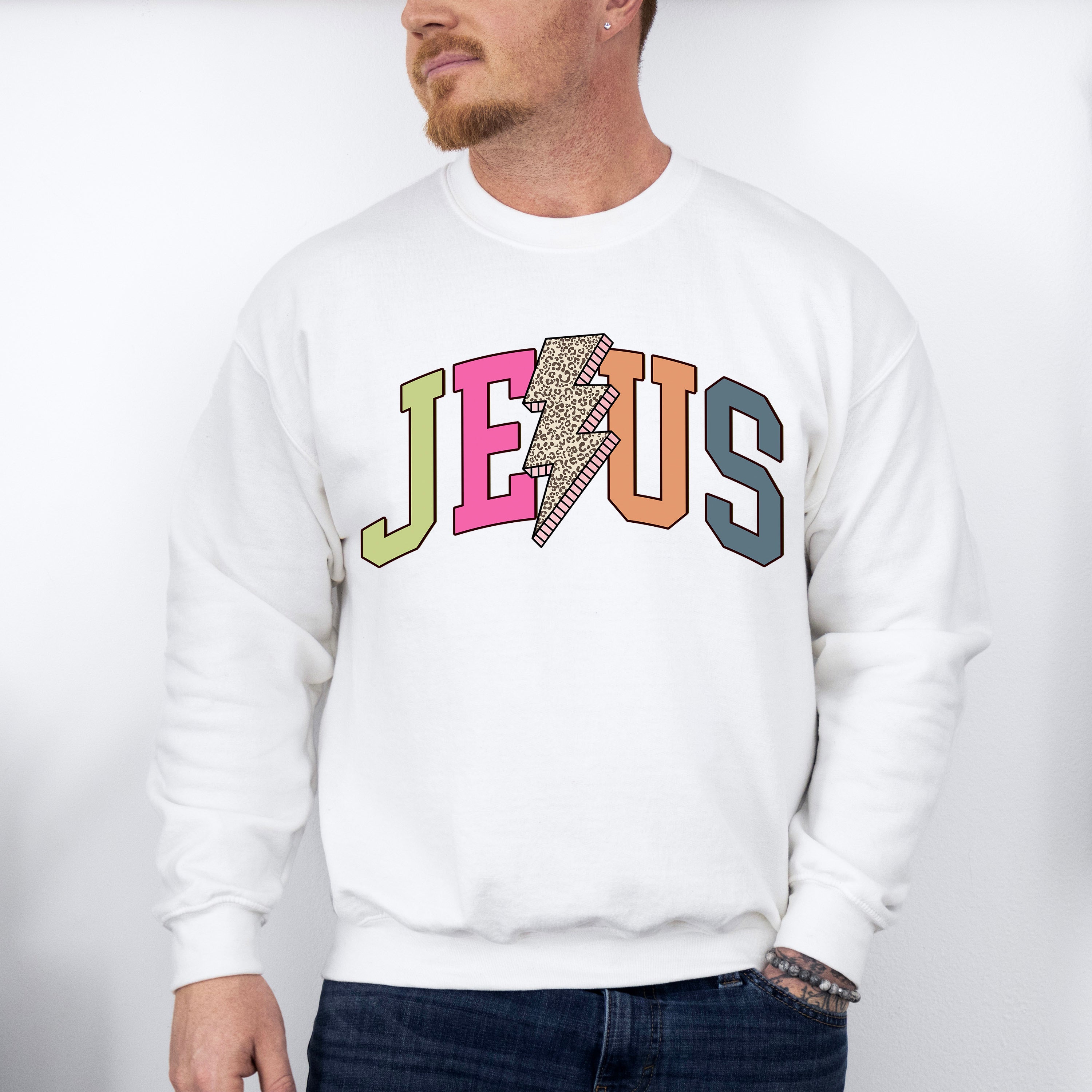 Jesus Lightning Bolt Design - Christianity Unisex Crewneck T-Shirt Sweatshirt Hoodie