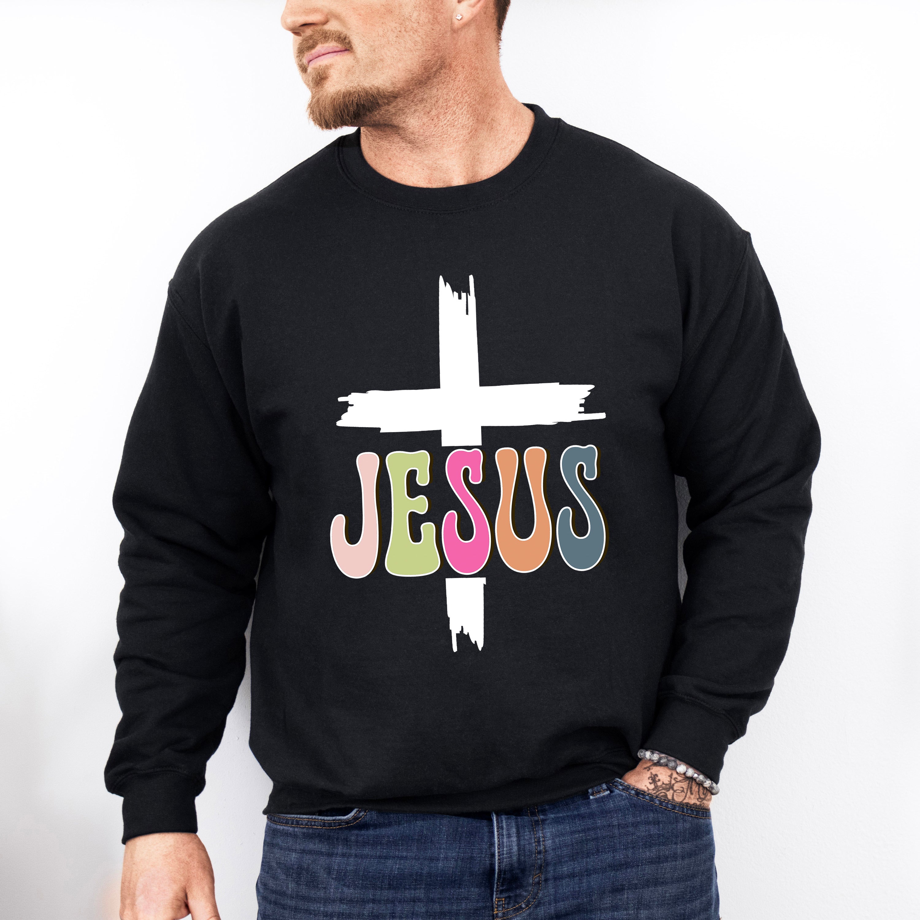 Jesus Cross Design - Christianity Unisex Crewneck T-Shirt Sweatshirt Hoodie