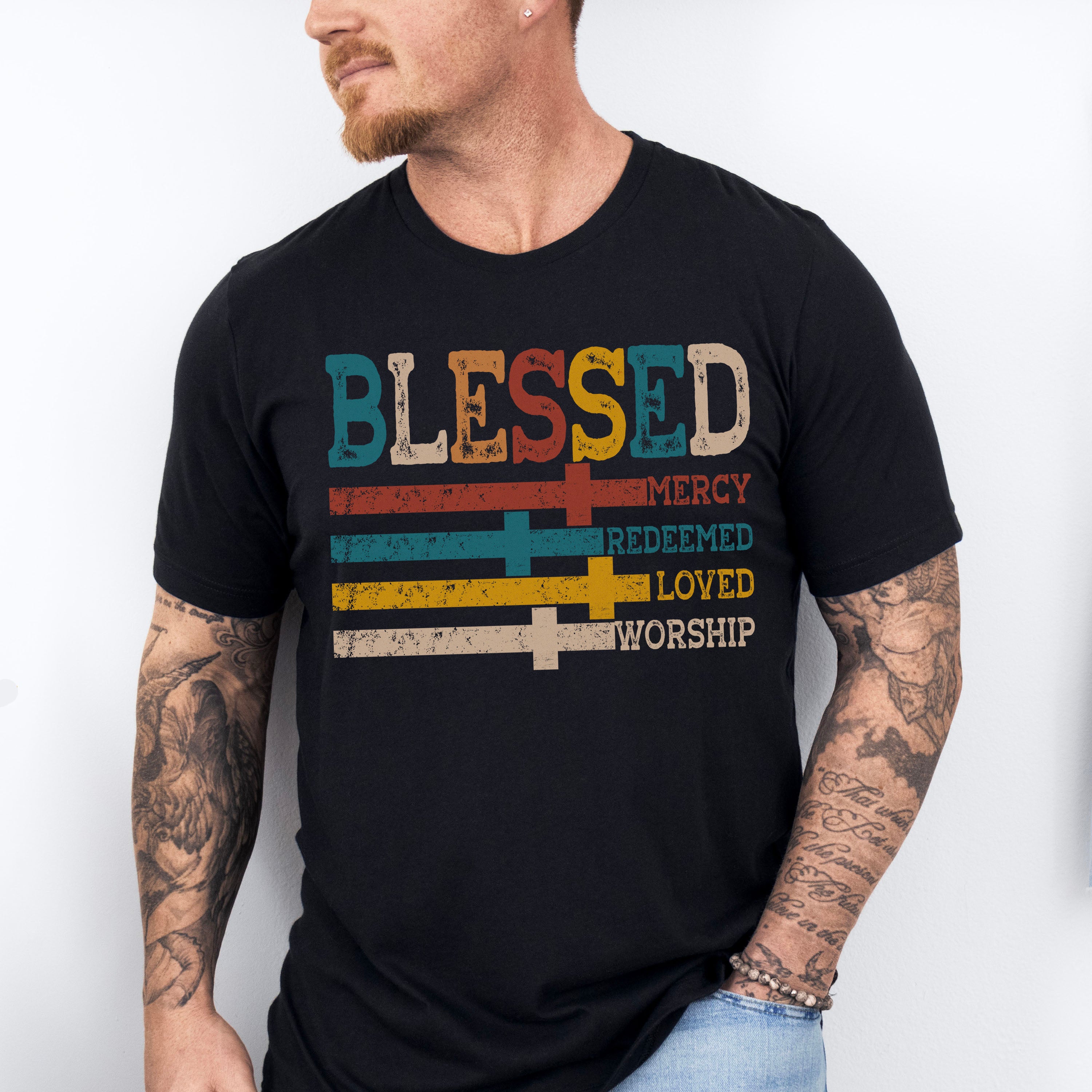 Blessed Colorful Design - Christianity Unisex Crewneck T-Shirt Sweatshirt Hoodie