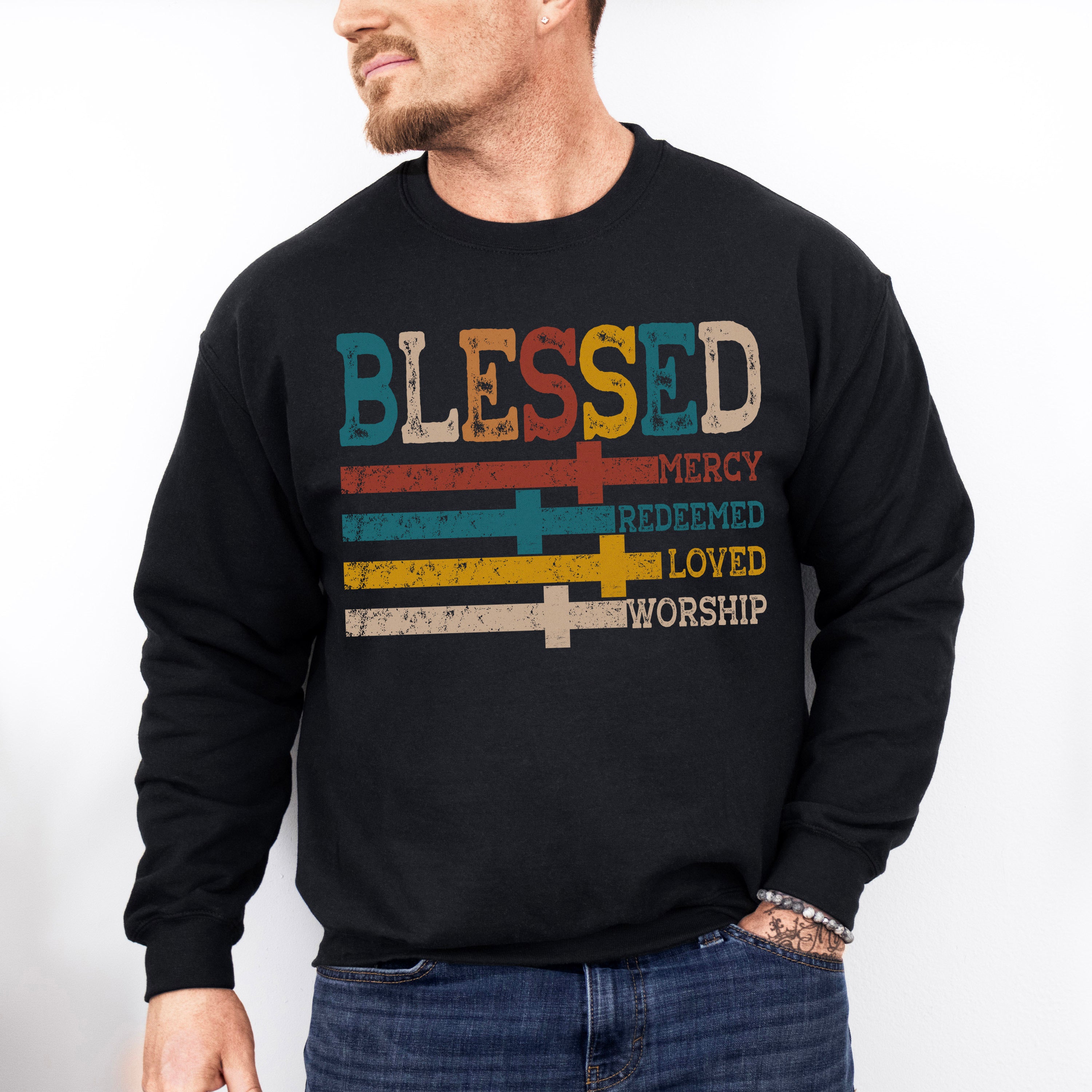 Blessed Colorful Design - Christianity Unisex Crewneck T-Shirt Sweatshirt Hoodie