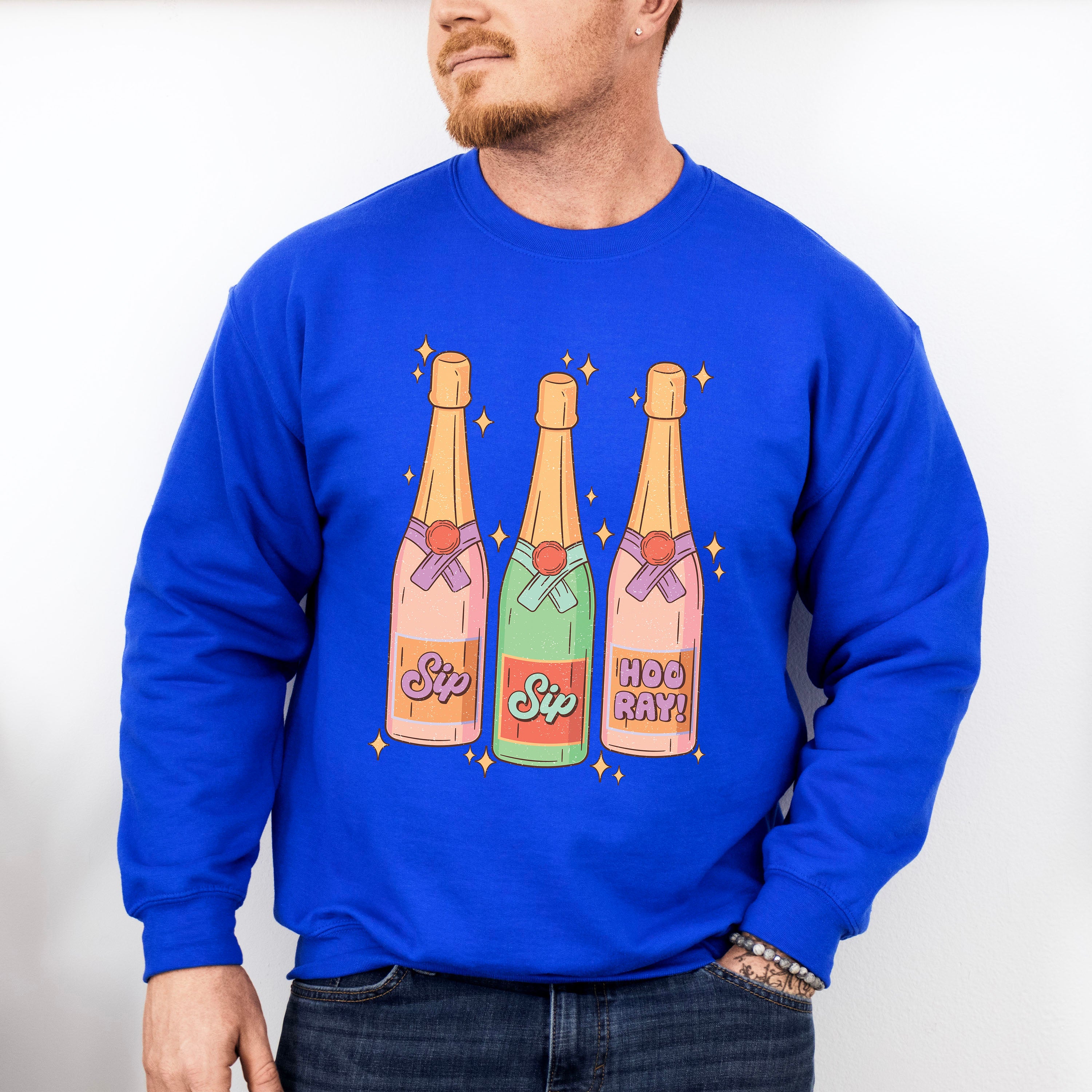 Sip Sip Hoo Ray! Champagne Design - New Years Unisex Crewneck T-Shirt Sweatshirt Hoodie