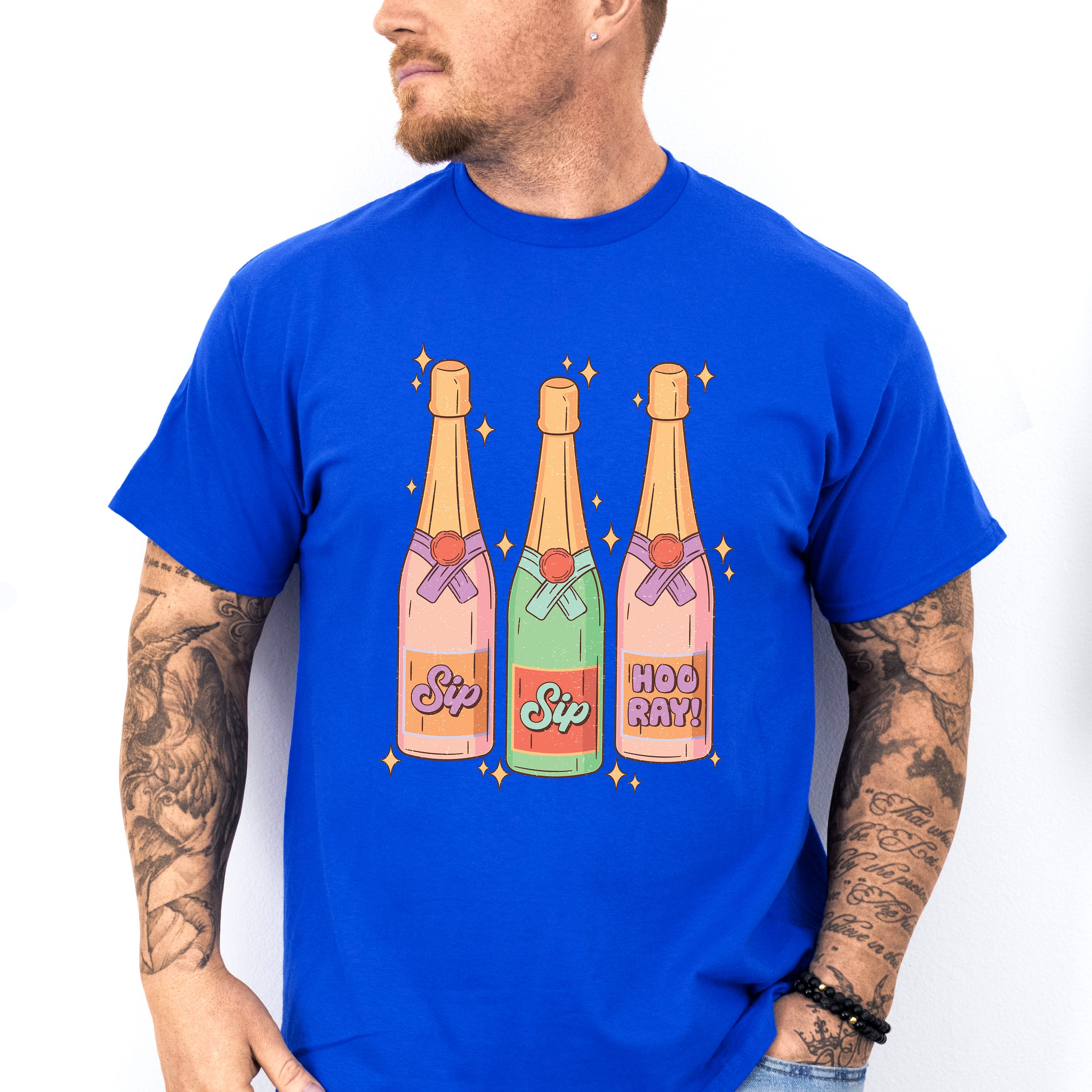 Sip Sip Hoo Ray! Champagne Design - New Years Unisex Crewneck T-Shirt Sweatshirt Hoodie