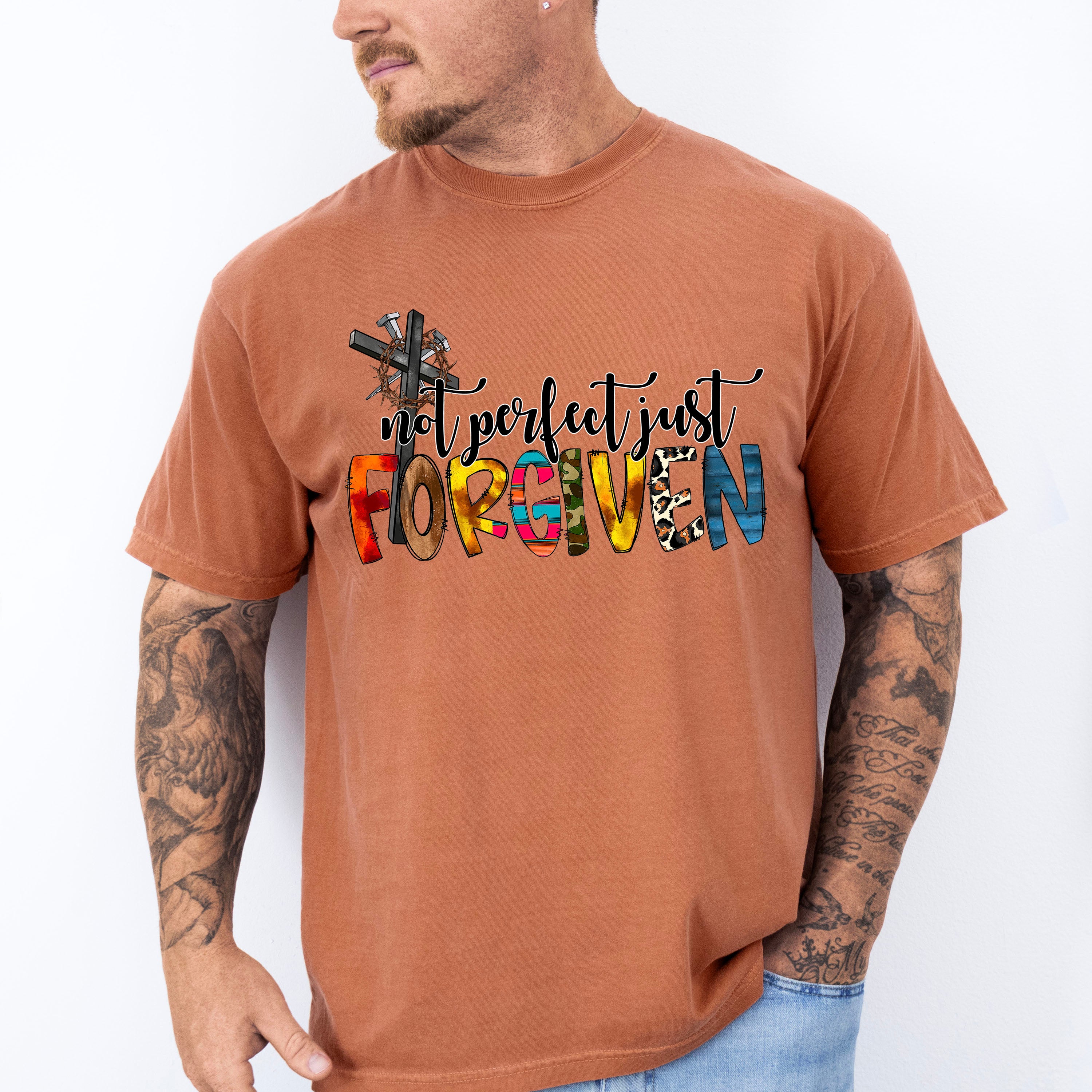 Not Perfect Just Forgiven - Christianity Unisex Crewneck T-Shirt Sweatshirt Hoodie