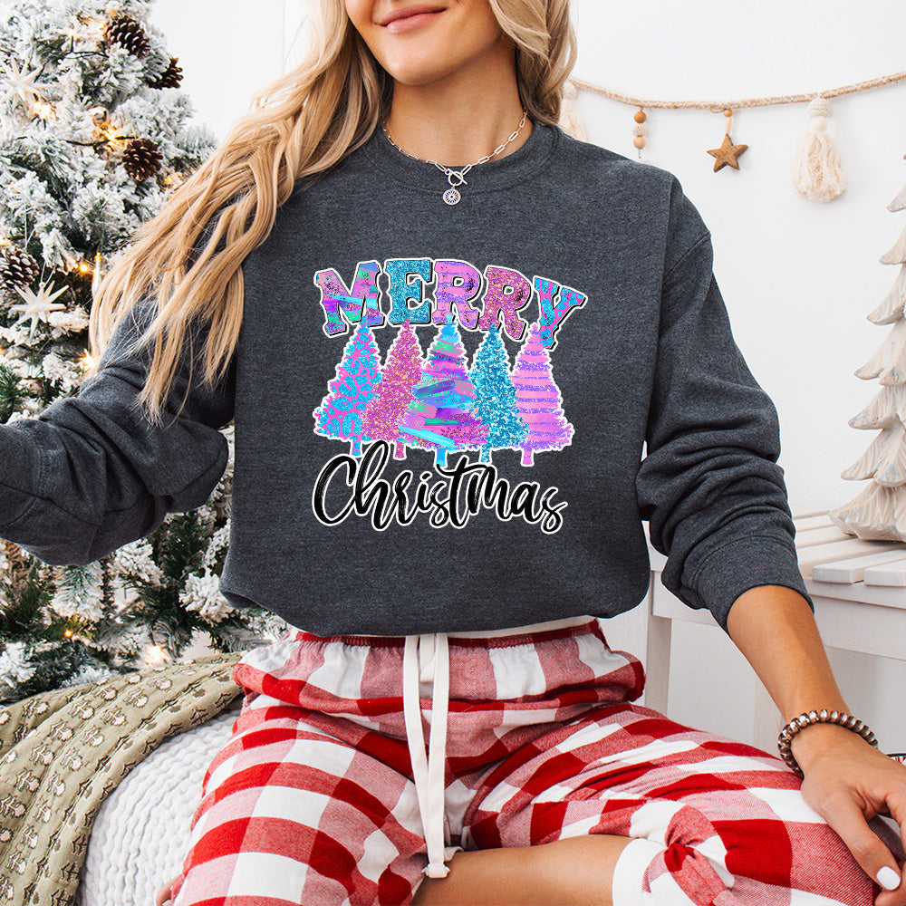 Merry Christmas Trees - Christmas Unisex Crewneck T-Shirt Sweatshirt Hoodie