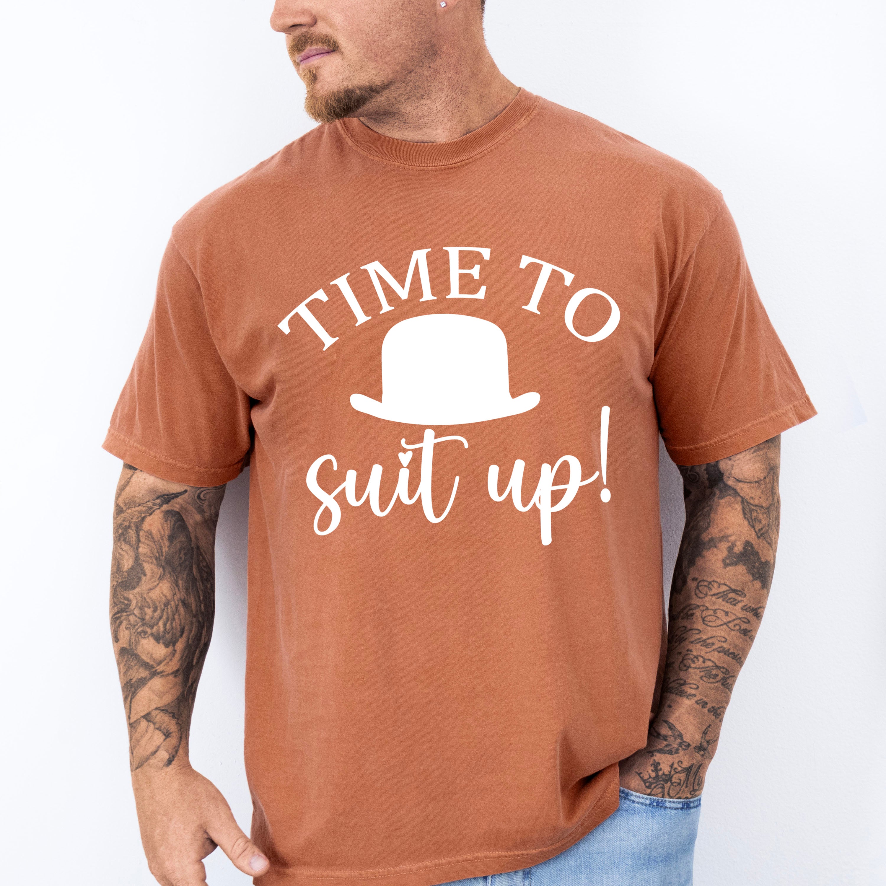 Time To Suit Up Hat Design - Bachelor Unisex Crewneck T-Shirt Sweatshirt Hoodie