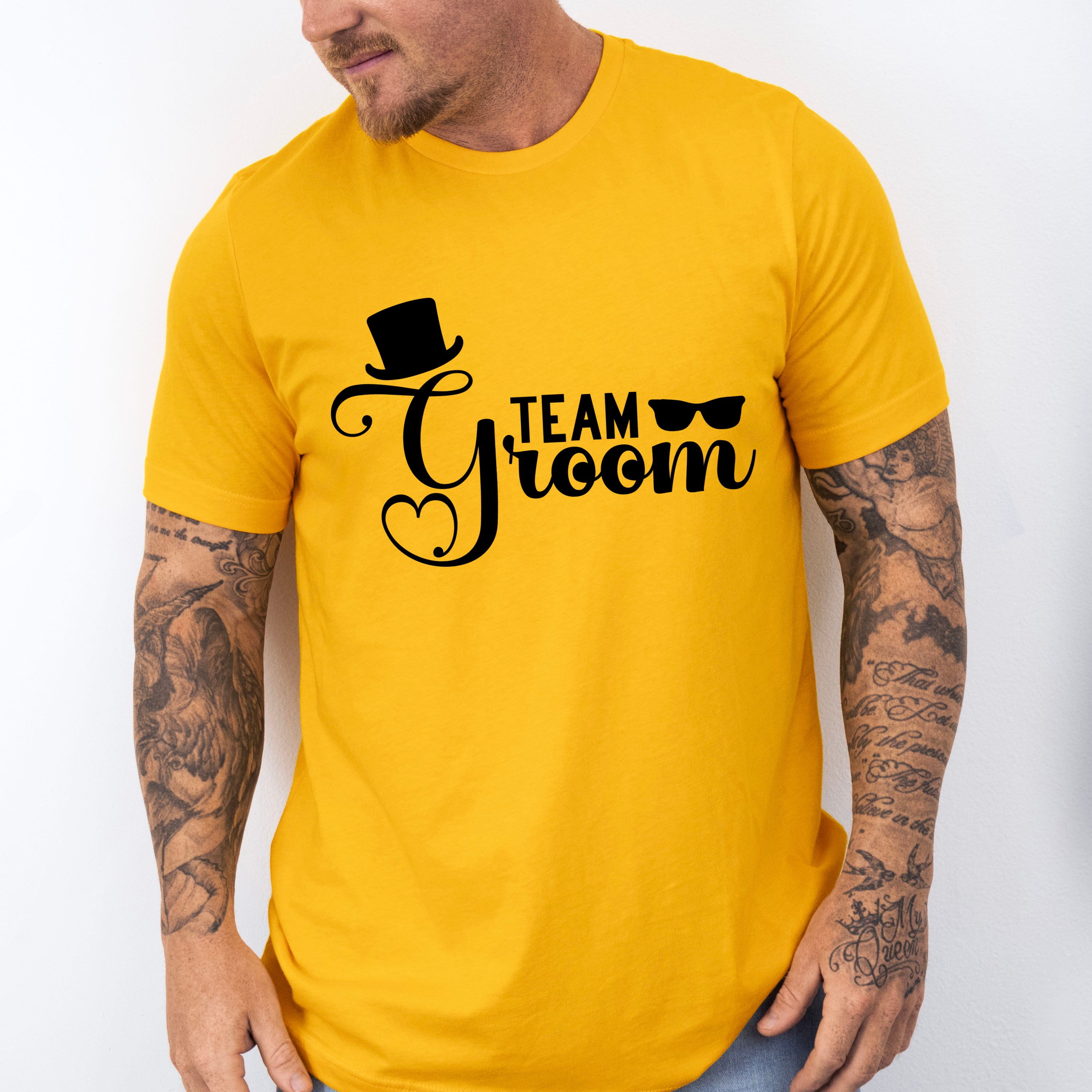 Team Groom Hat And Glasses Design - Bachelor Unisex Crewneck T-Shirt Sweatshirt Hoodie