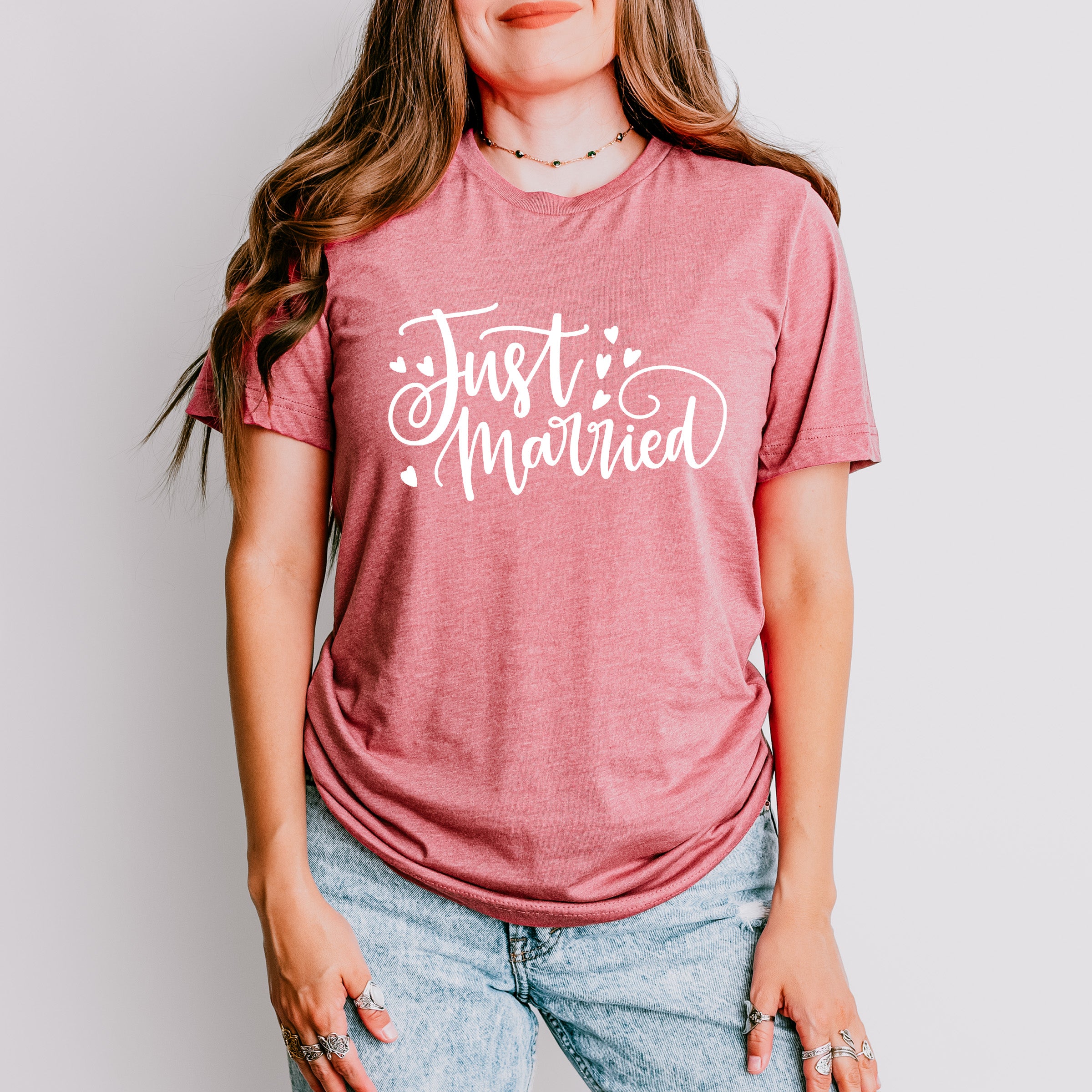 Just Married Cursive Design - Honeymoon Unisex Crewneck T-Shirt Sweatshirt Hoodie