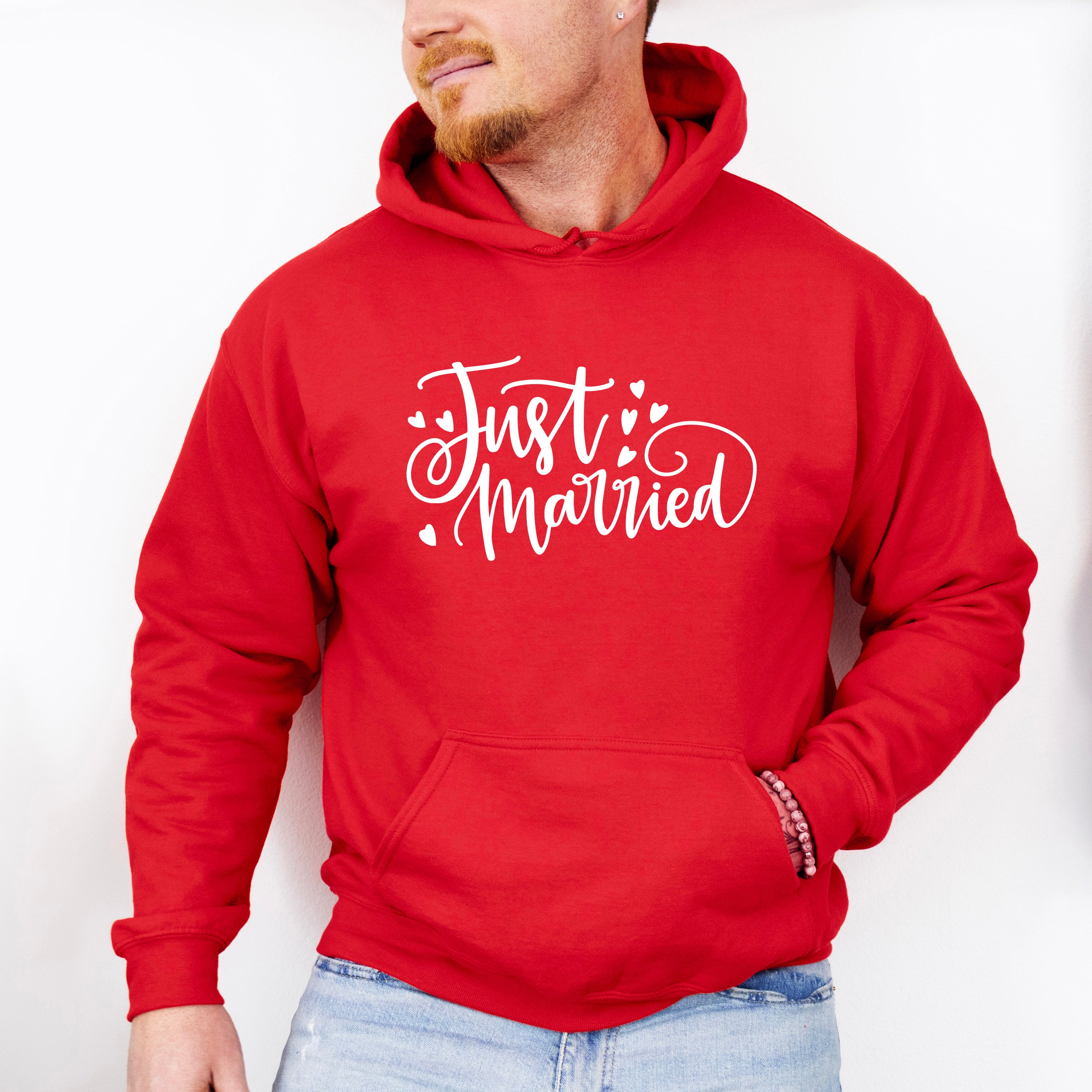 Just Married Cursive Design - Honeymoon Unisex Crewneck T-Shirt Sweatshirt Hoodie