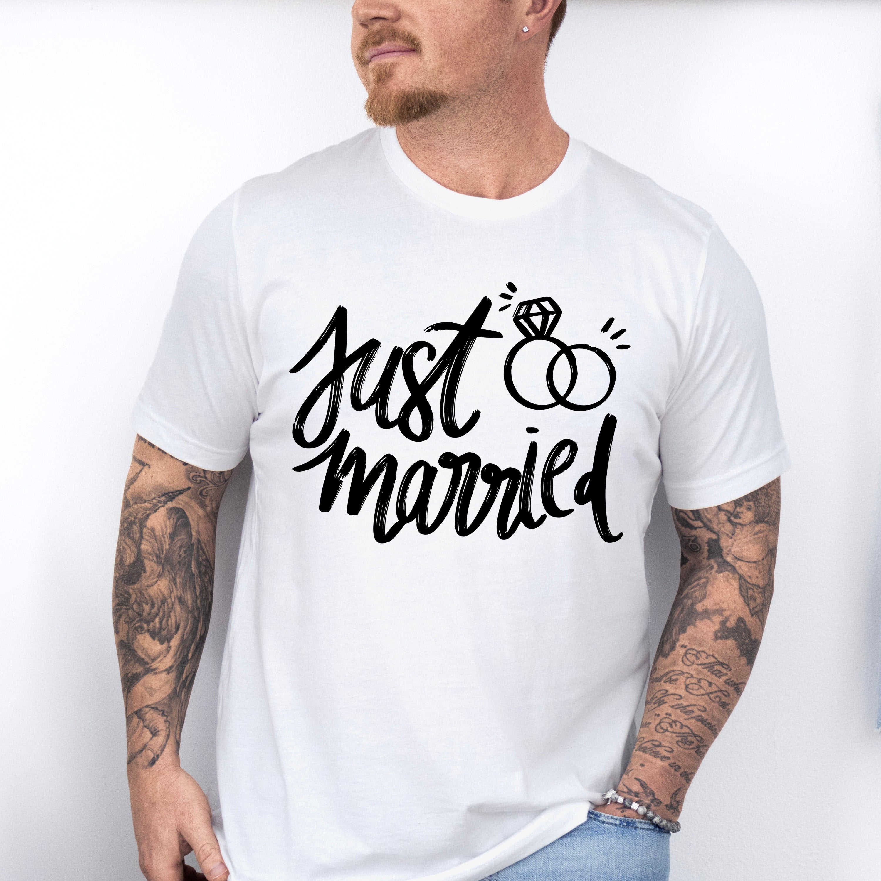 Just Married Ring Design - Honeymoon Unisex Crewneck T-Shirt Sweatshirt Hoodie