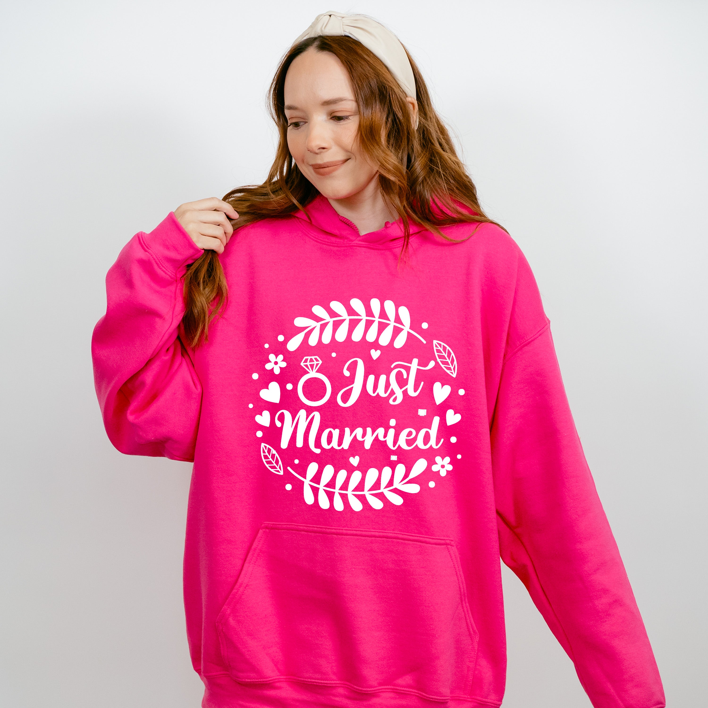 Just Married Leaf Design - Honeymoon Unisex Crewneck T-Shirt Sweatshirt Hoodie