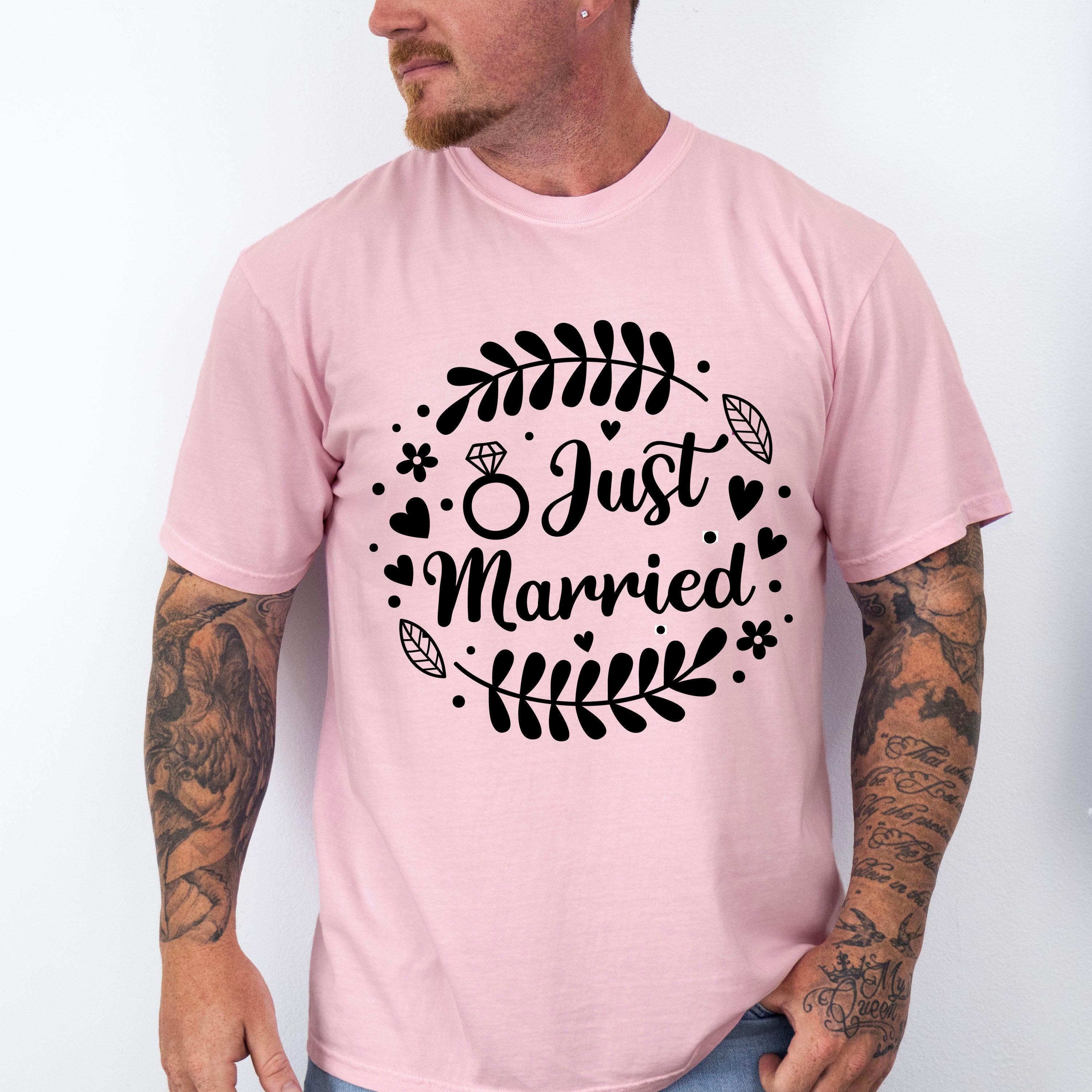 Just Married Leaf Design - Honeymoon Unisex Crewneck T-Shirt Sweatshirt Hoodie