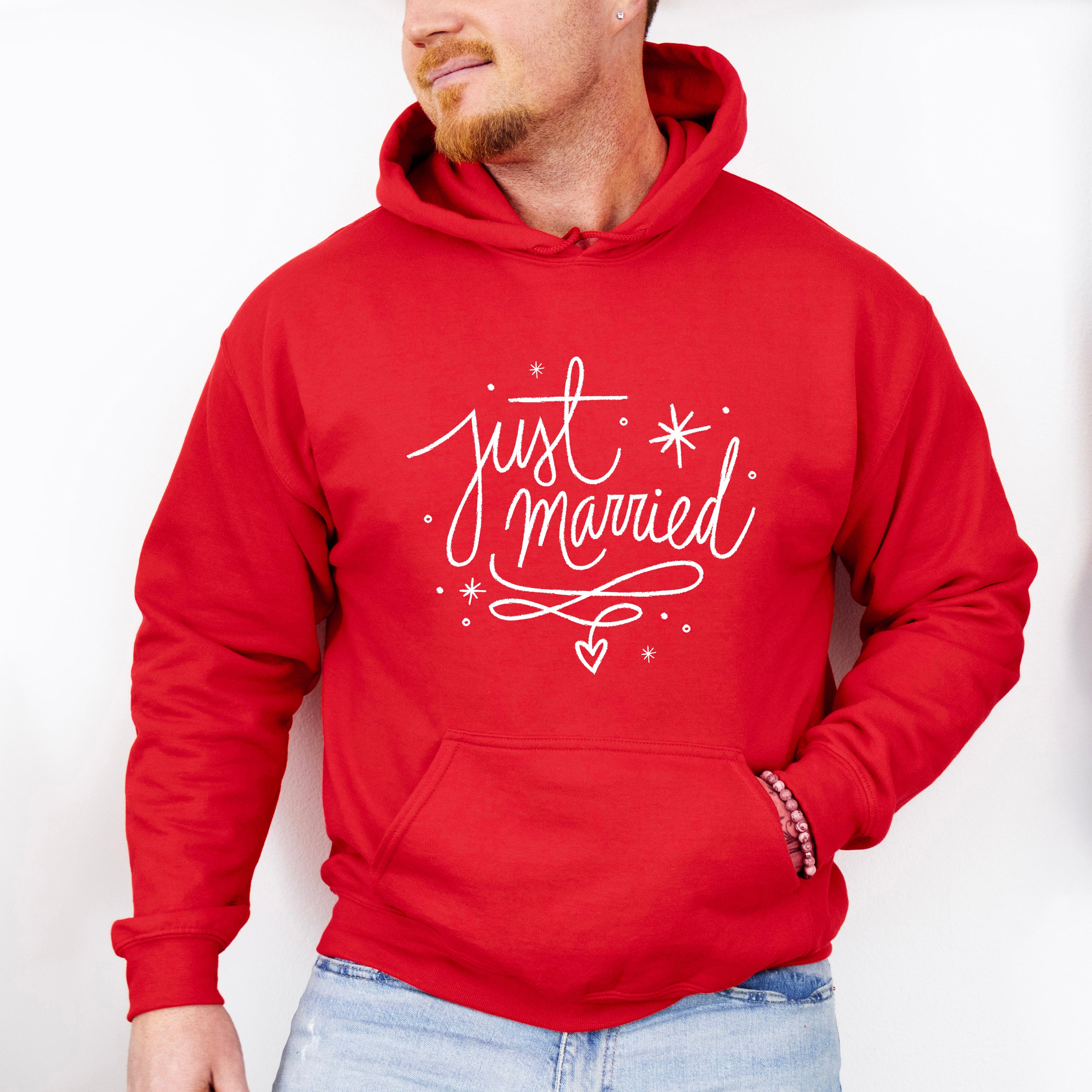 Just Married Star Design - Honeymoon Unisex Crewneck T-Shirt Sweatshirt Hoodie