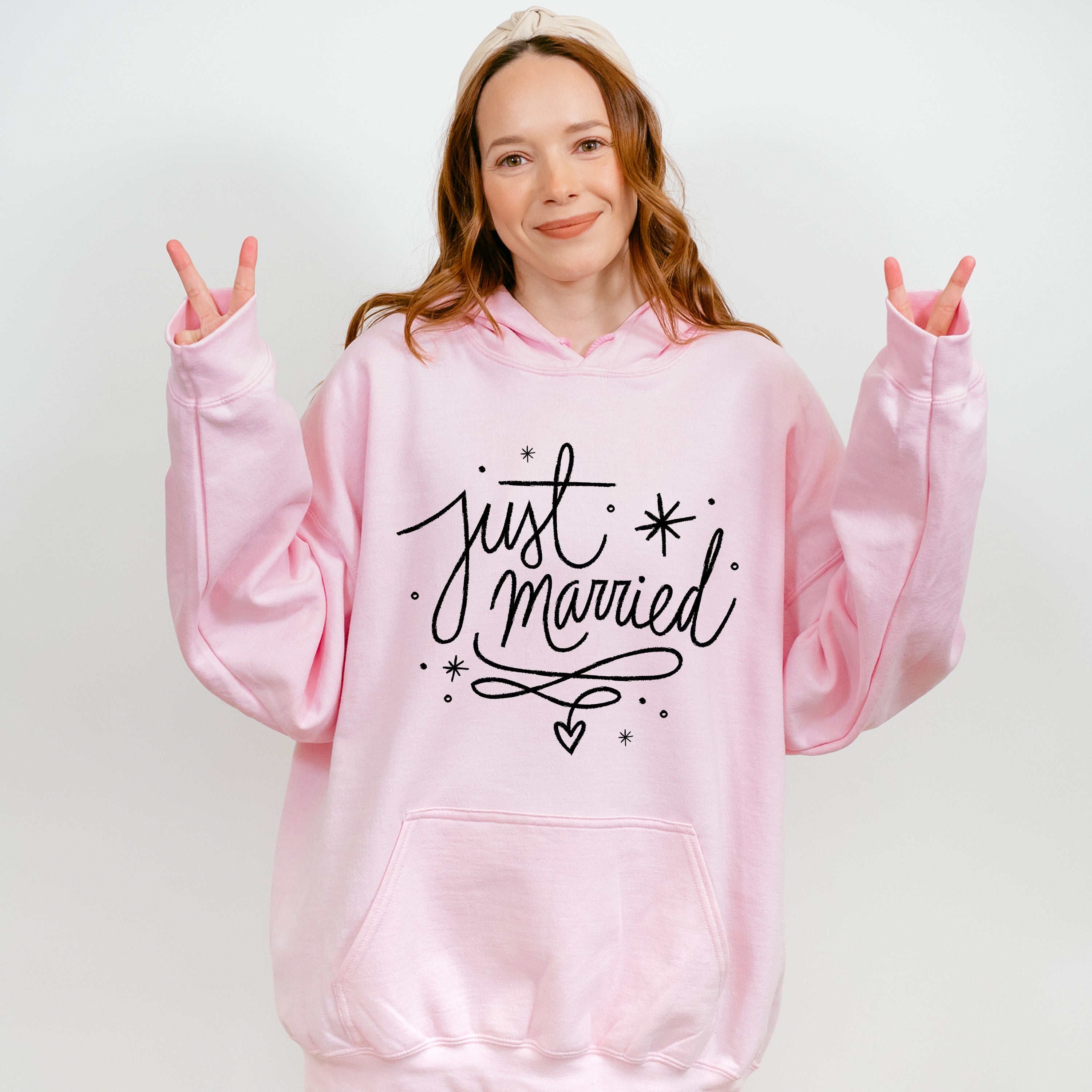 Just Married Star Design - Honeymoon Unisex Crewneck T-Shirt Sweatshirt Hoodie