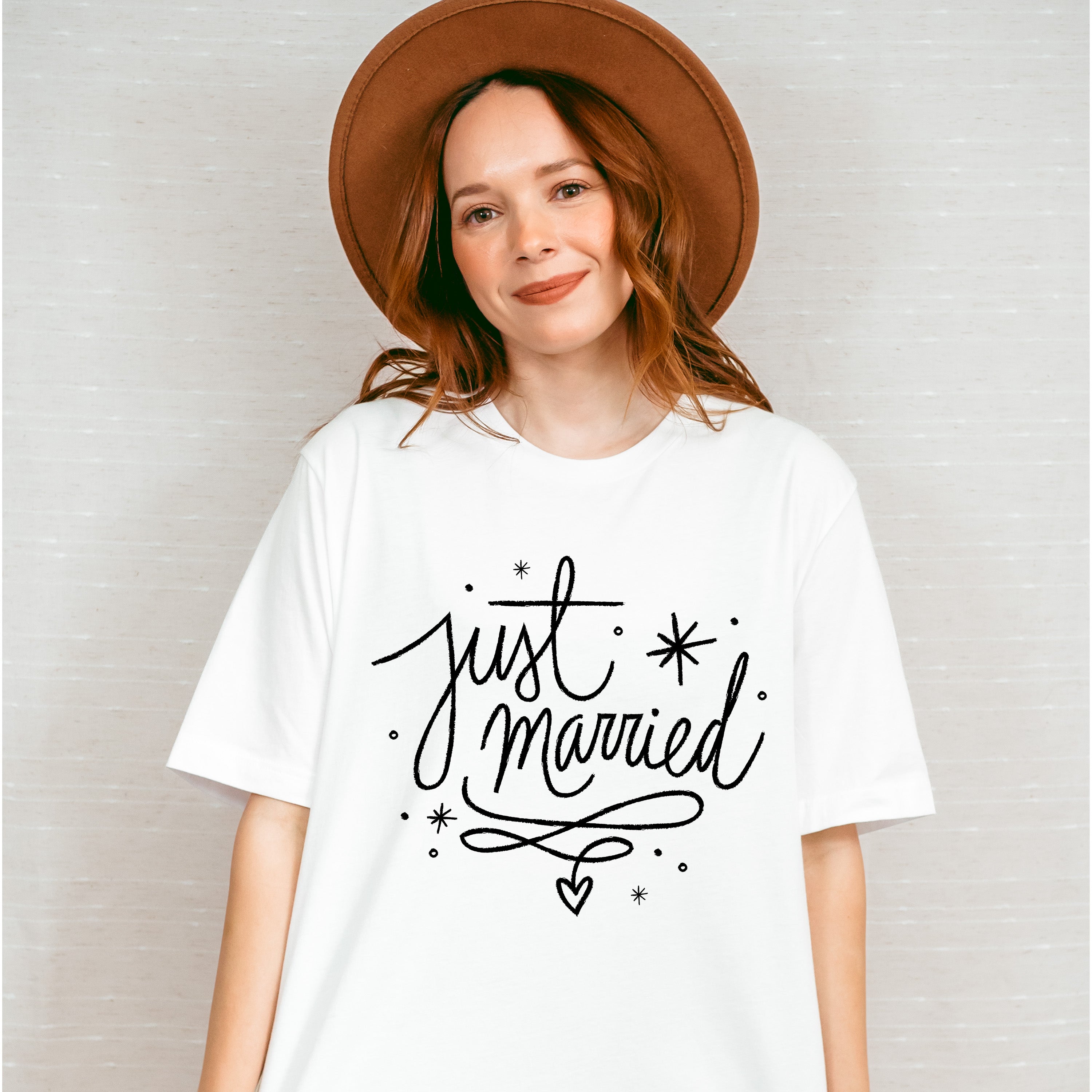 Just Married Star Design - Honeymoon Unisex Crewneck T-Shirt Sweatshirt Hoodie