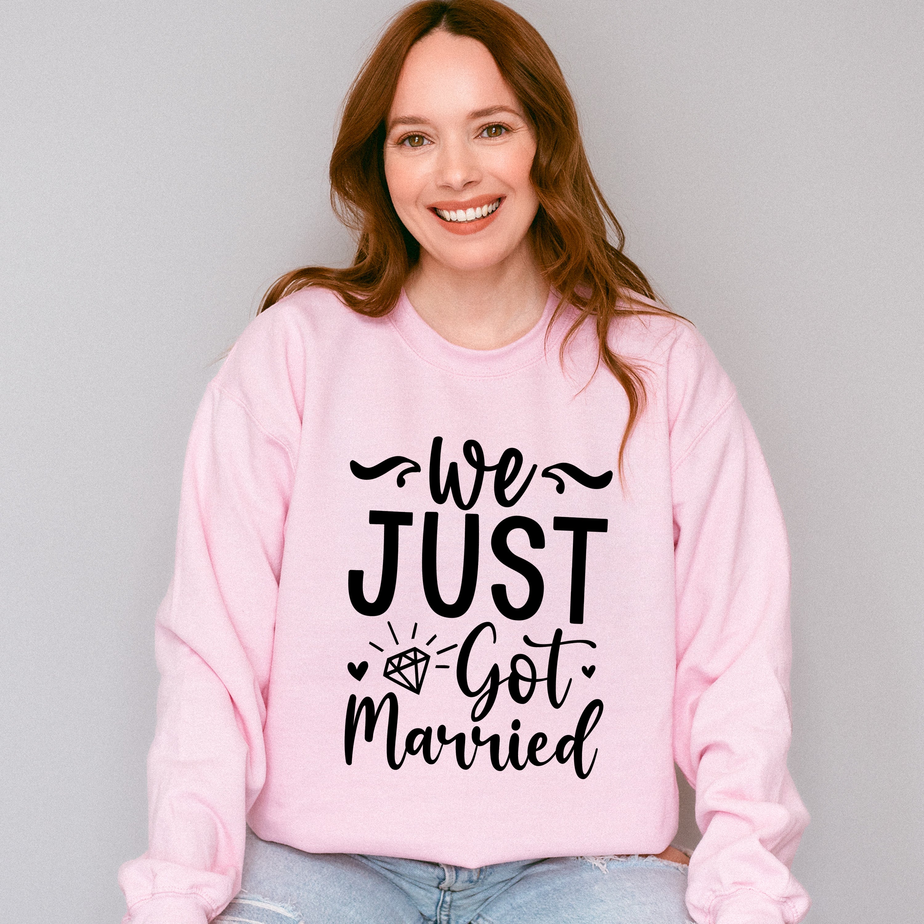 We Just Got Married Diamond Design - Honeymoon Unisex Crewneck T-Shirt Sweatshirt Hoodie