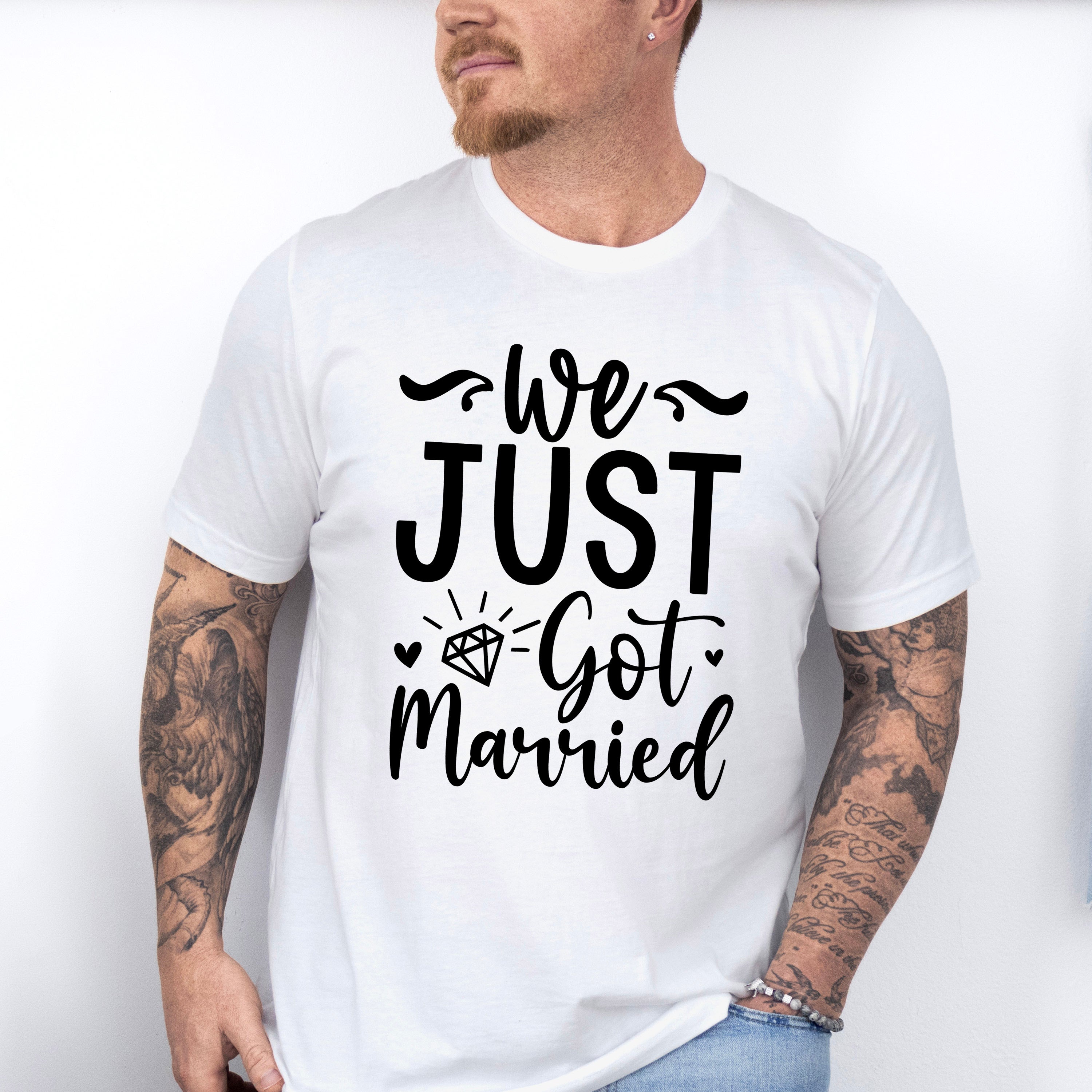 We Just Got Married Diamond Design - Honeymoon Unisex Crewneck T-Shirt Sweatshirt Hoodie