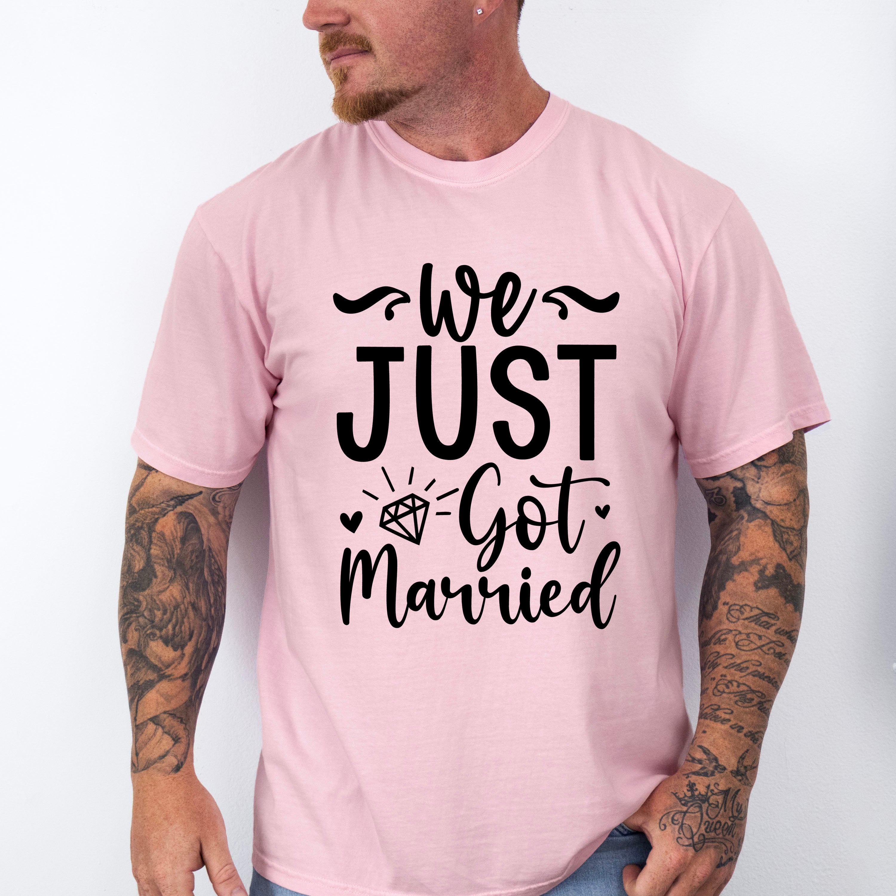 We Just Got Married Diamond Design - Honeymoon Unisex Crewneck T-Shirt Sweatshirt Hoodie