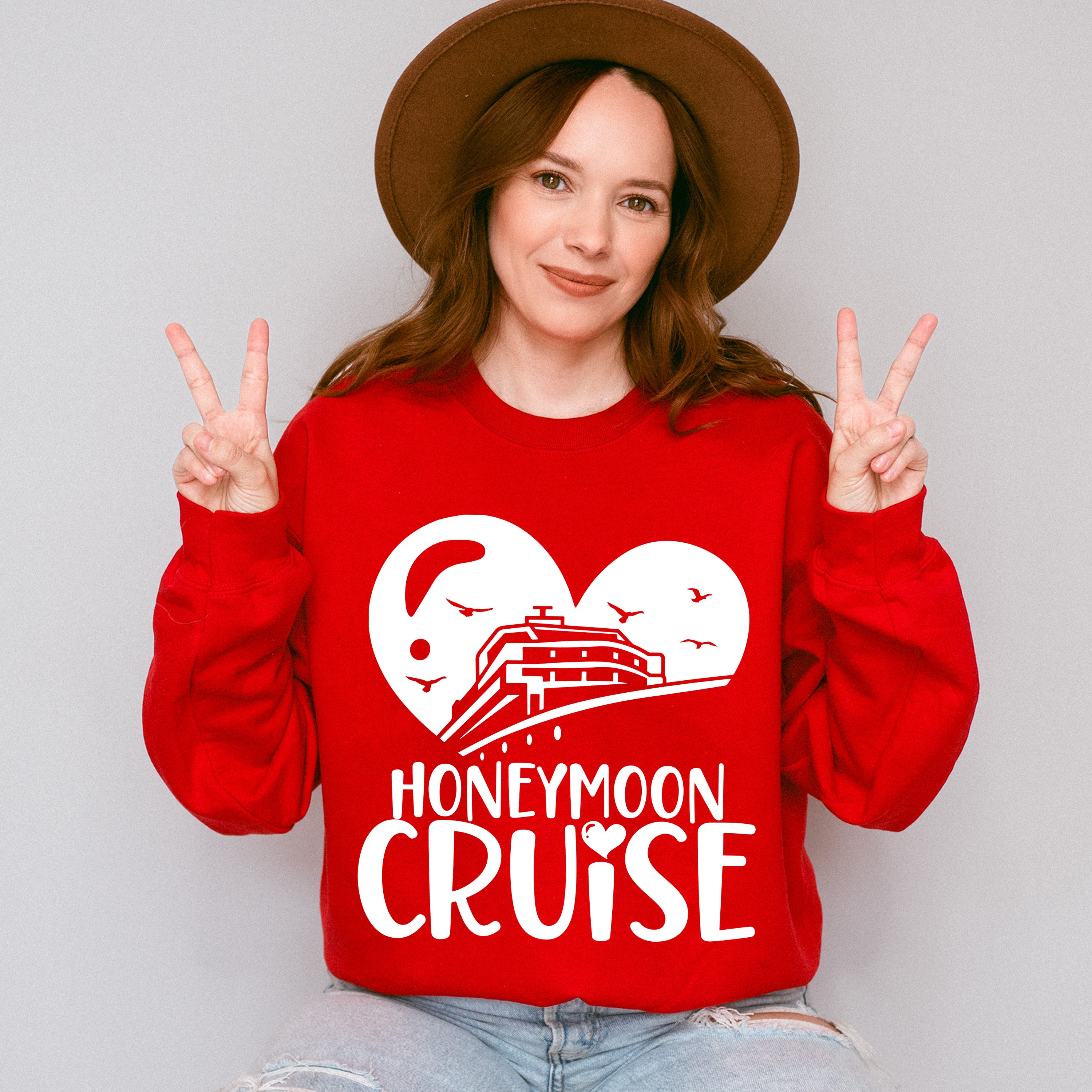 Honeymoon Cruise Heart Design - Honeymoon Unisex Crewneck T-Shirt Sweatshirt Hoodie