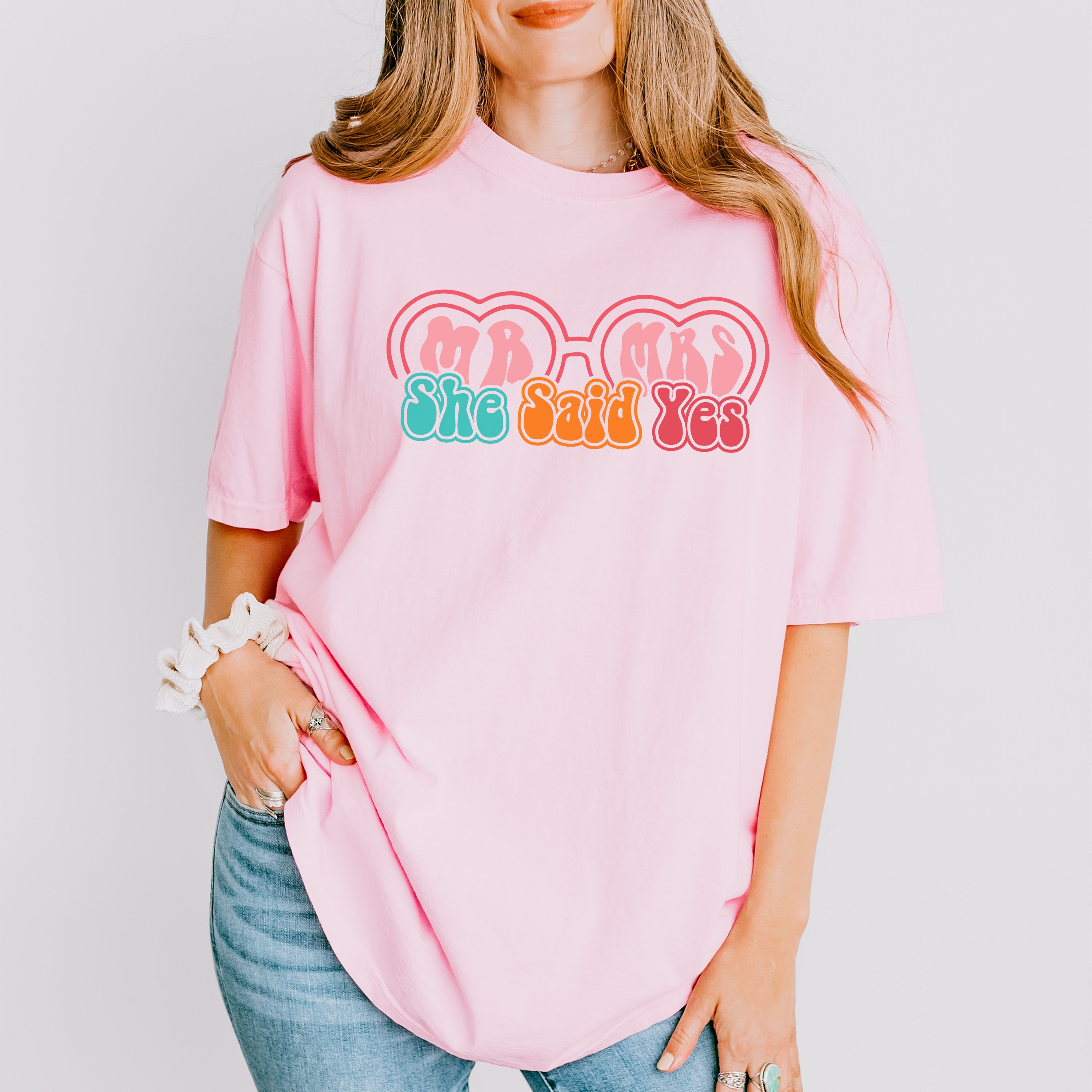 Mr And Mrs She Said Yes - Bachelorette Unisex Crewneck T-Shirt Sweatshirt Hoodie