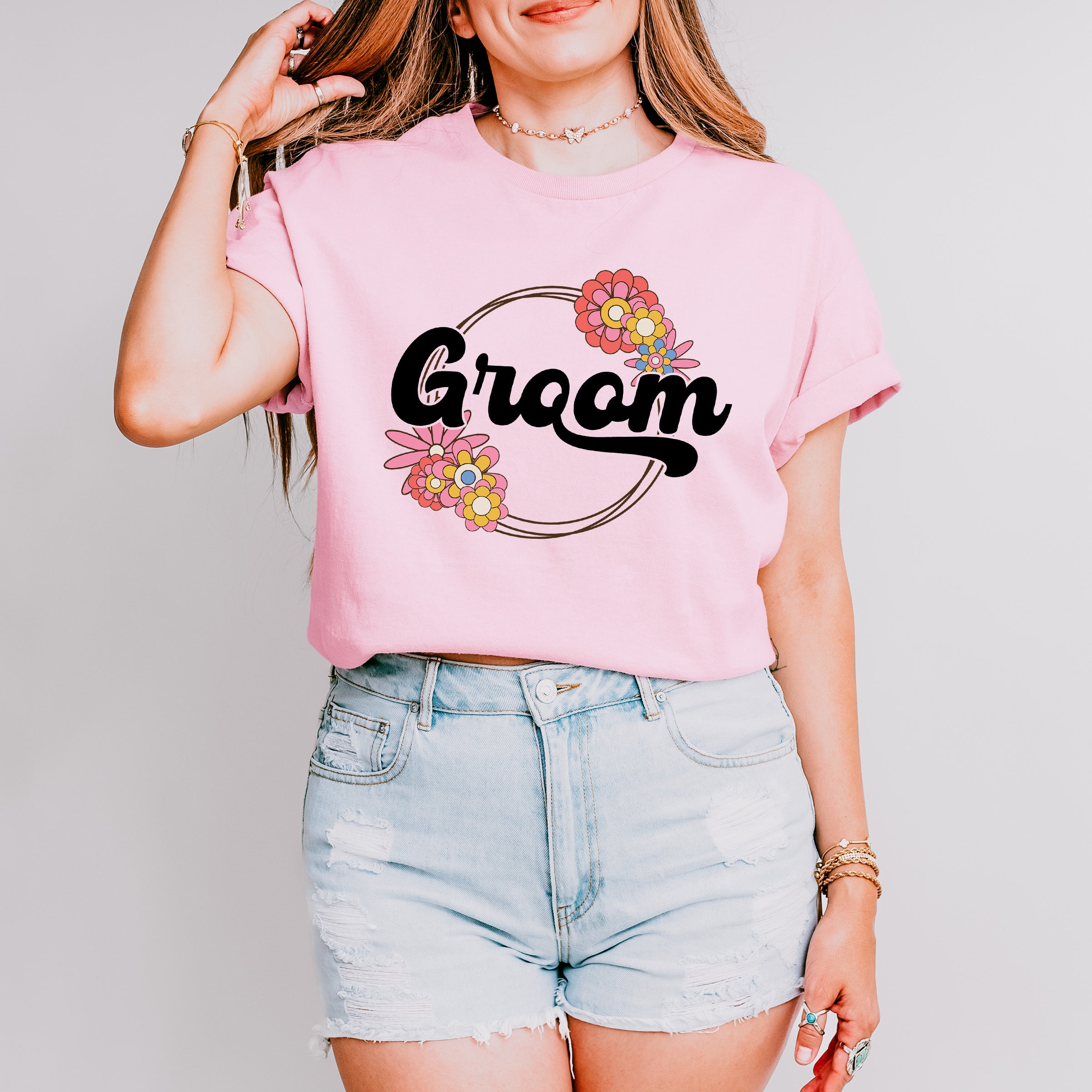 Groom Flower Design - Bachelorette Unisex Crewneck T-Shirt Sweatshirt Hoodie