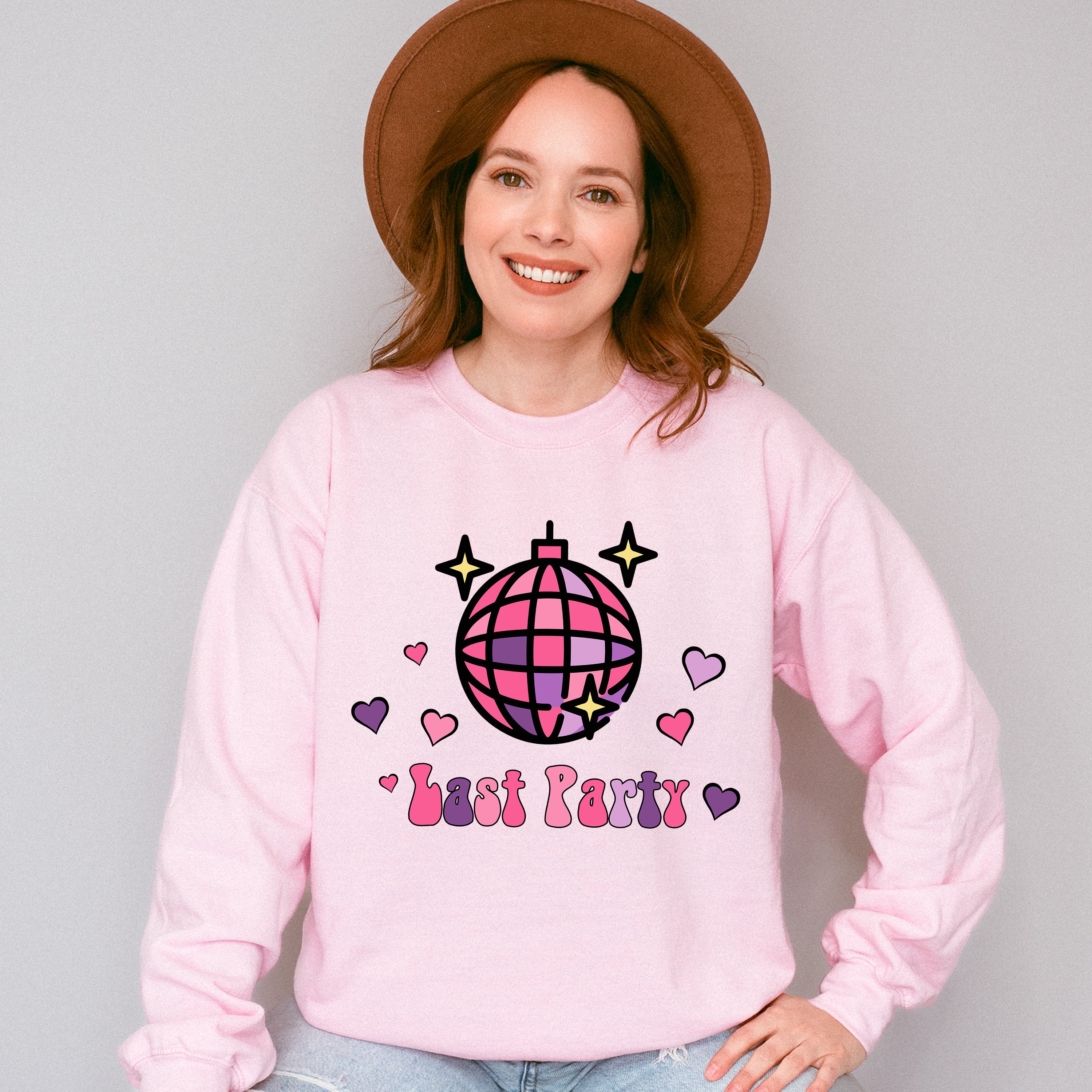 Last Party Disco Ball Design - Bachelorette Unisex Crewneck T-Shirt Sweatshirt Hoodie