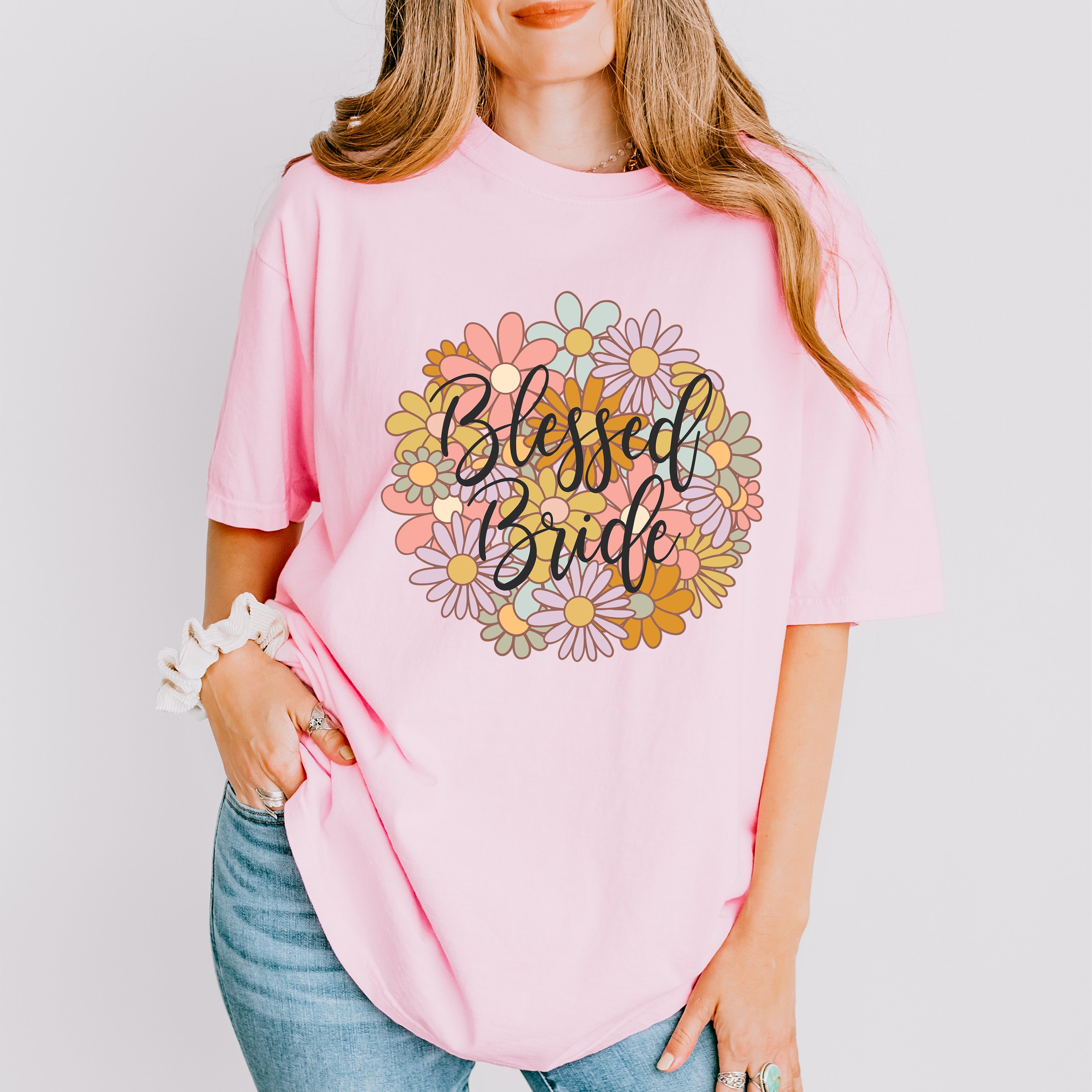 Blessed Bride Flowers Design - Bachelorette Unisex Crewneck T-Shirt Sweatshirt Hoodie