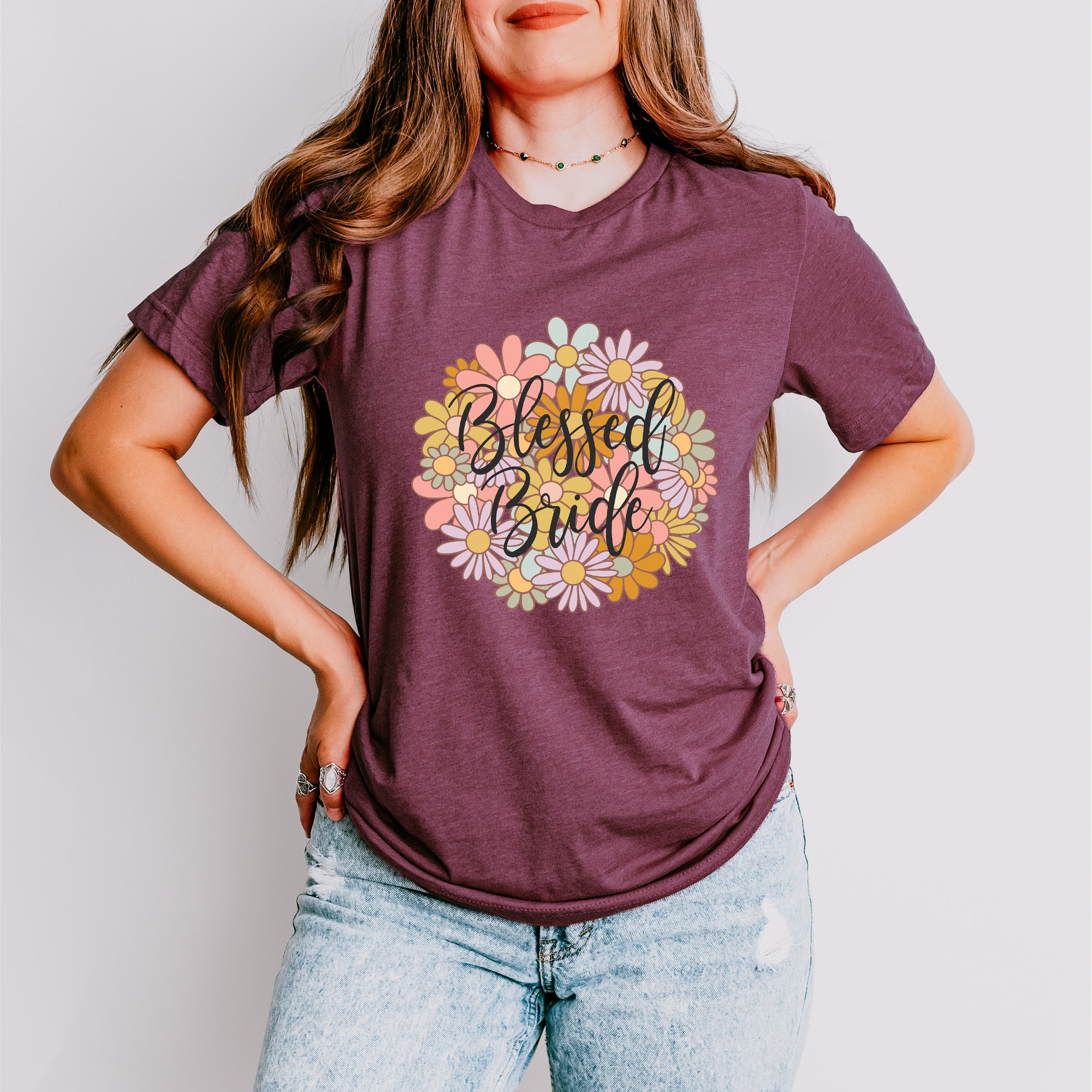 Blessed Bride Flowers Design - Bachelorette Unisex Crewneck T-Shirt Sweatshirt Hoodie