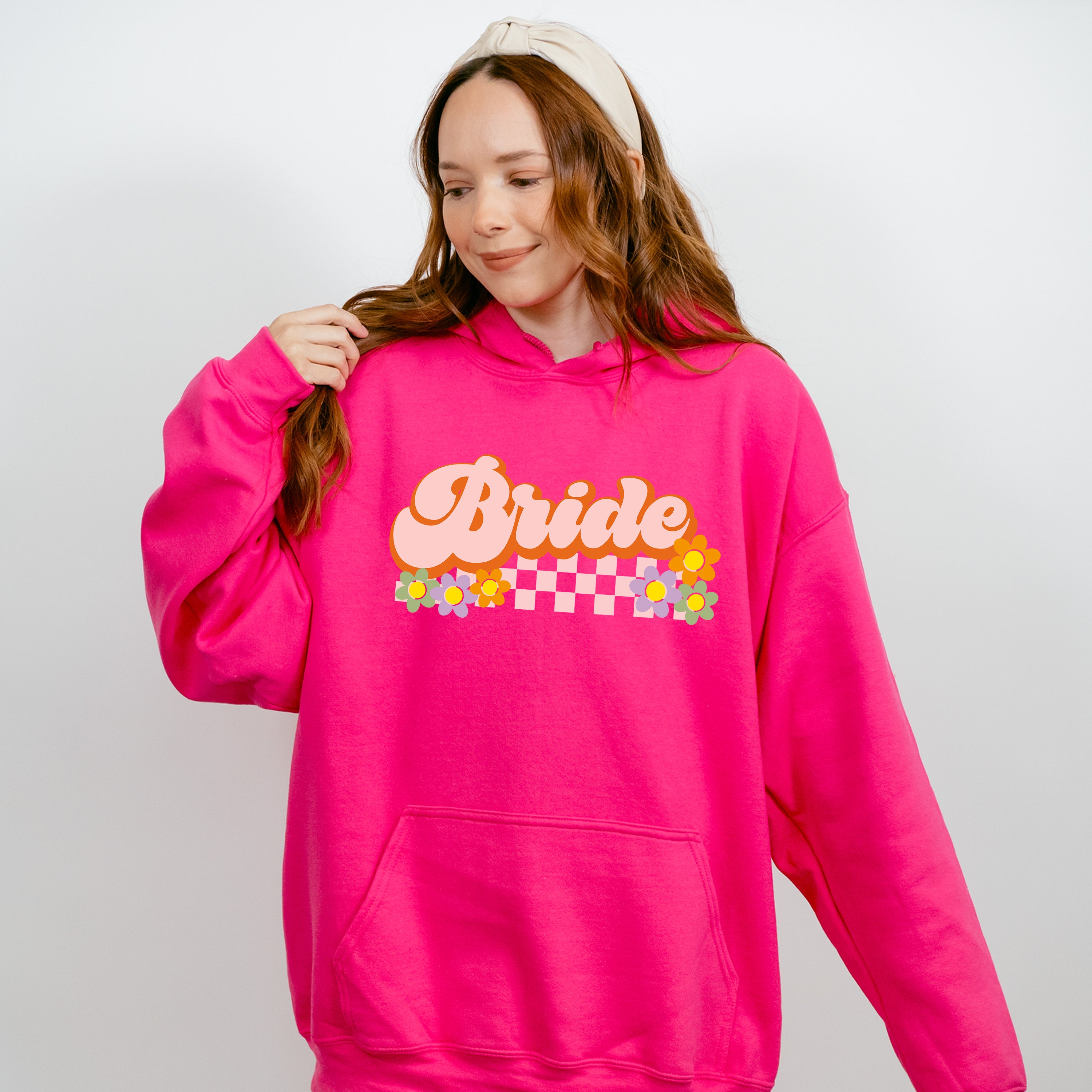 Bride Checkered Design - Bachelorette Unisex Crewneck T-Shirt Sweatshirt Hoodie