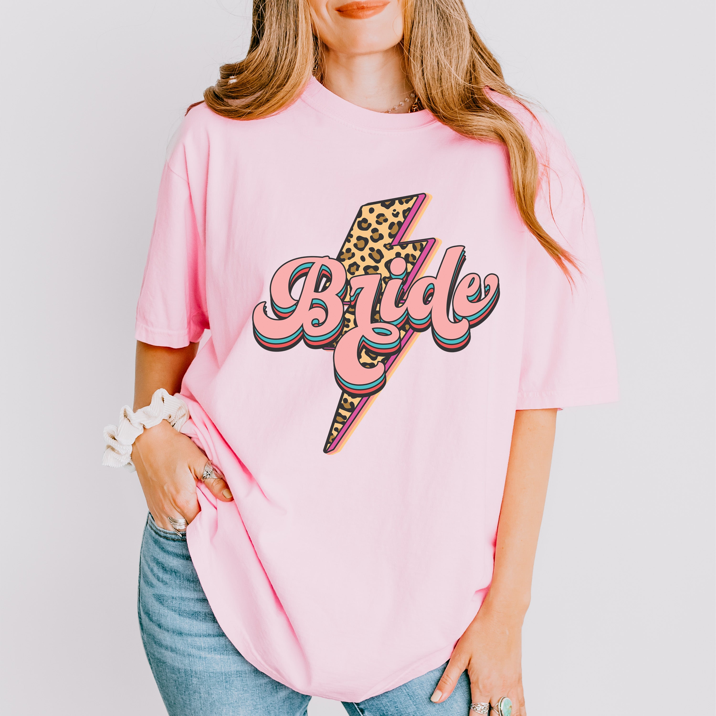 Bride Leopard Print Design - Bachelorette Unisex Crewneck T-Shirt Sweatshirt Hoodie