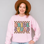Bride Squad Checkered Brown Design - Bachelorette Unisex Crewneck T-Shirt Sweatshirt Hoodie