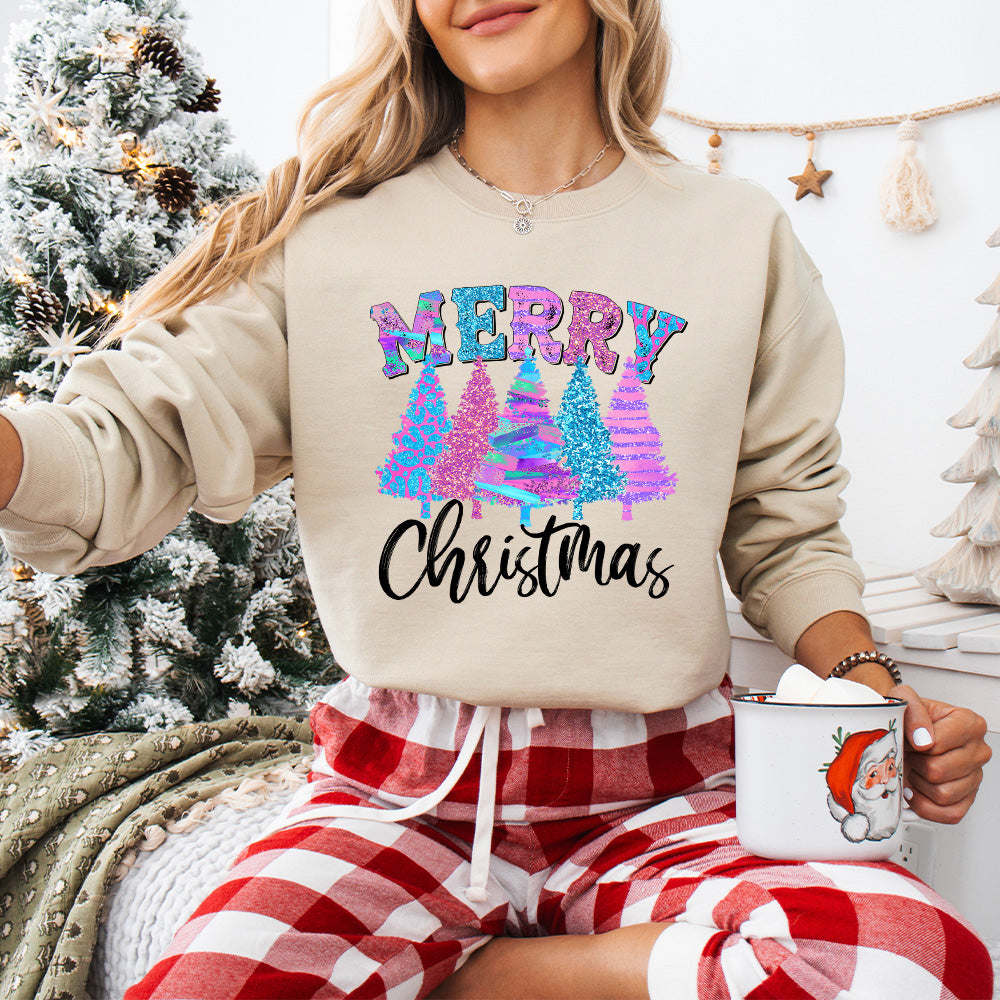 Merry Christmas Trees - Christmas Unisex Crewneck T-Shirt Sweatshirt Hoodie