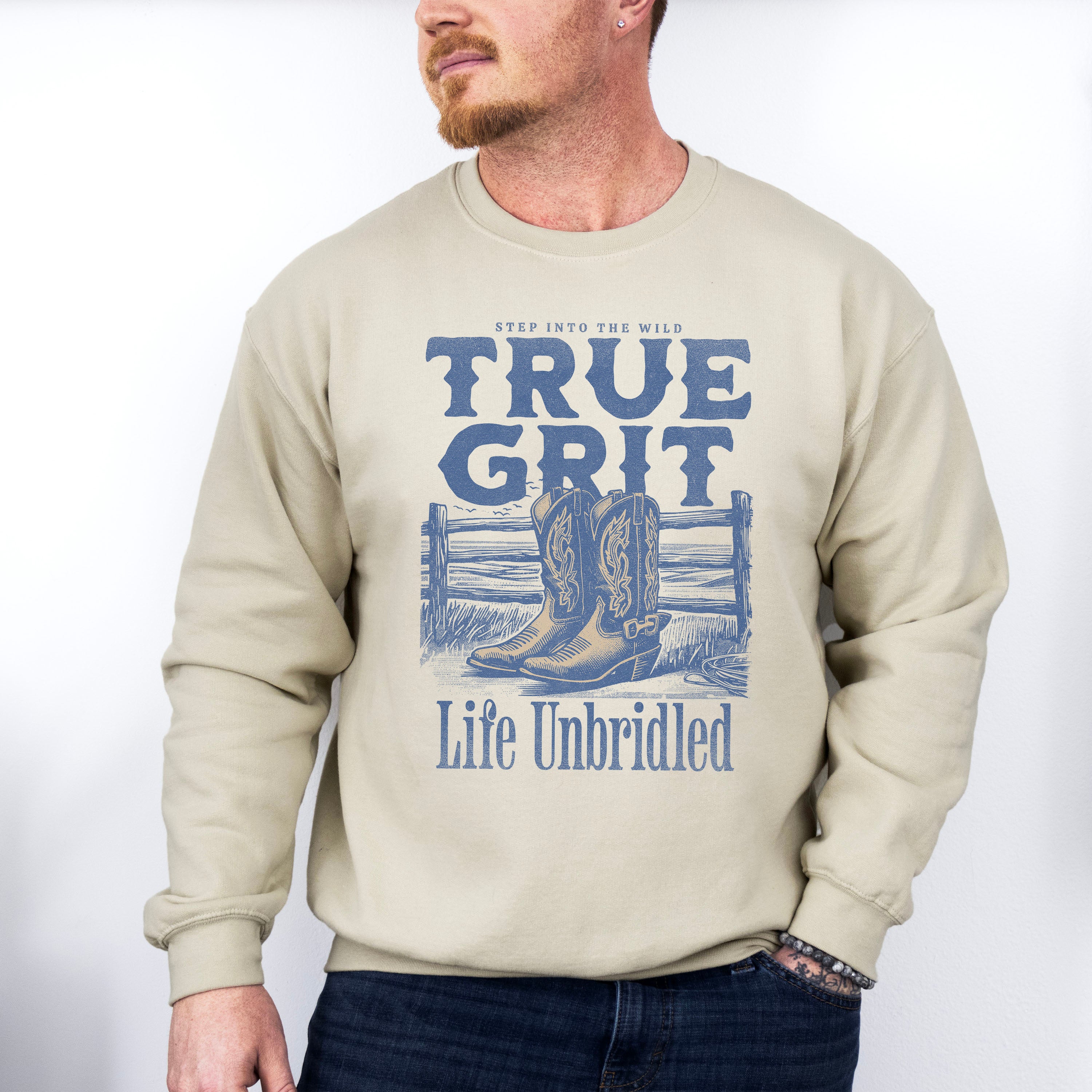 True Grit Life Unbridled Design - Rodeo Unisex Crewneck T-Shirt Sweatshirt Hoodie