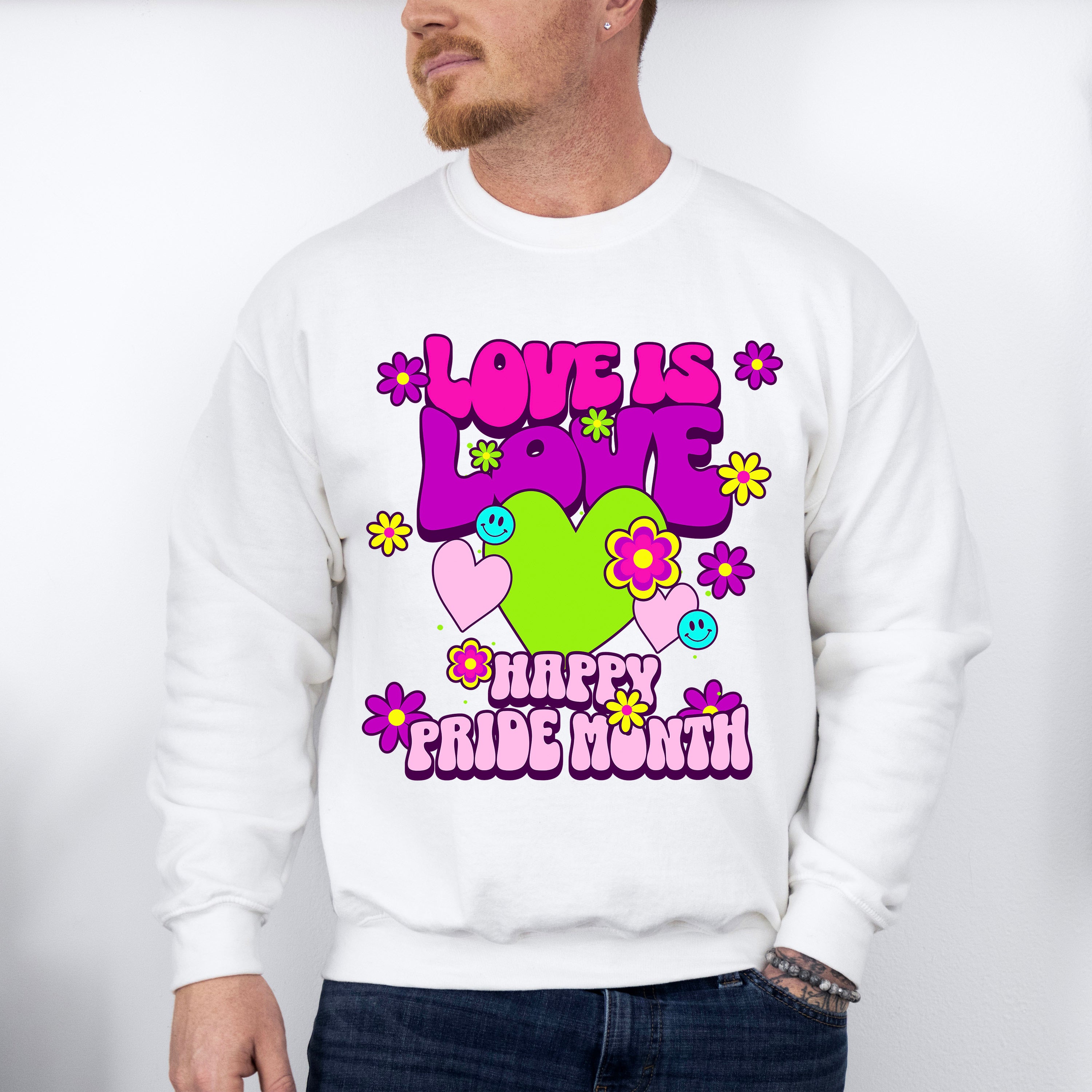 Love is Love Happy Pride Month LGBTQ Theme Unisex Crewneck T-Shirt Sweatshirt Hoodie