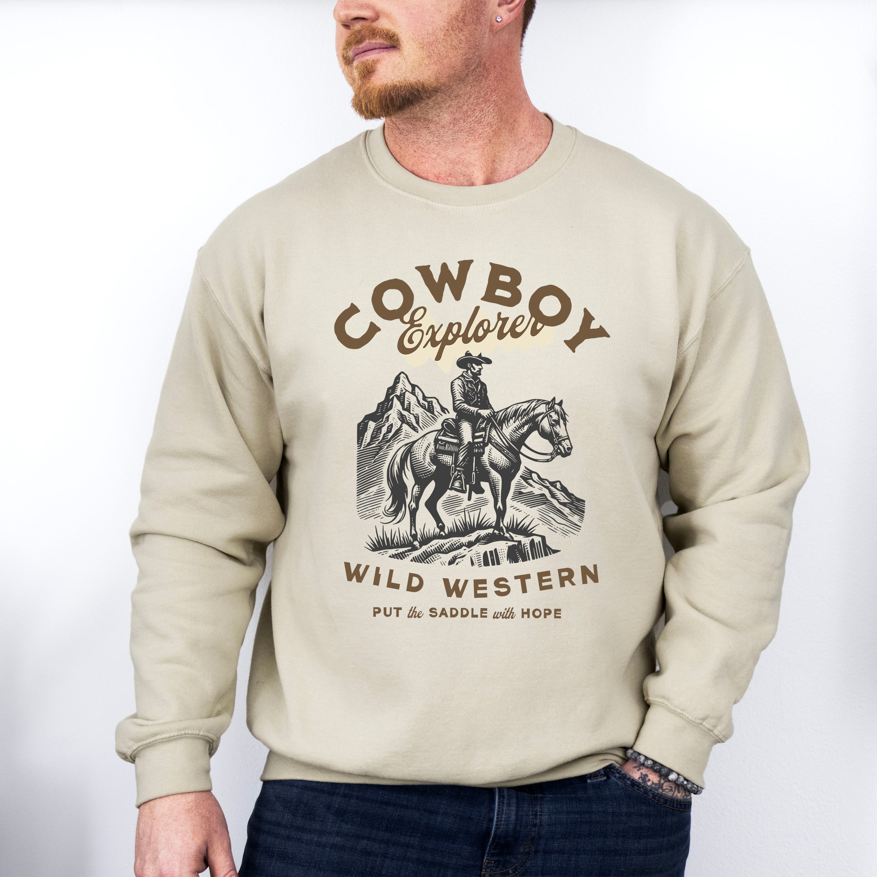 Cowboy Wild Western Design - Rodeo Unisex Crewneck T-Shirt Sweatshirt Hoodie