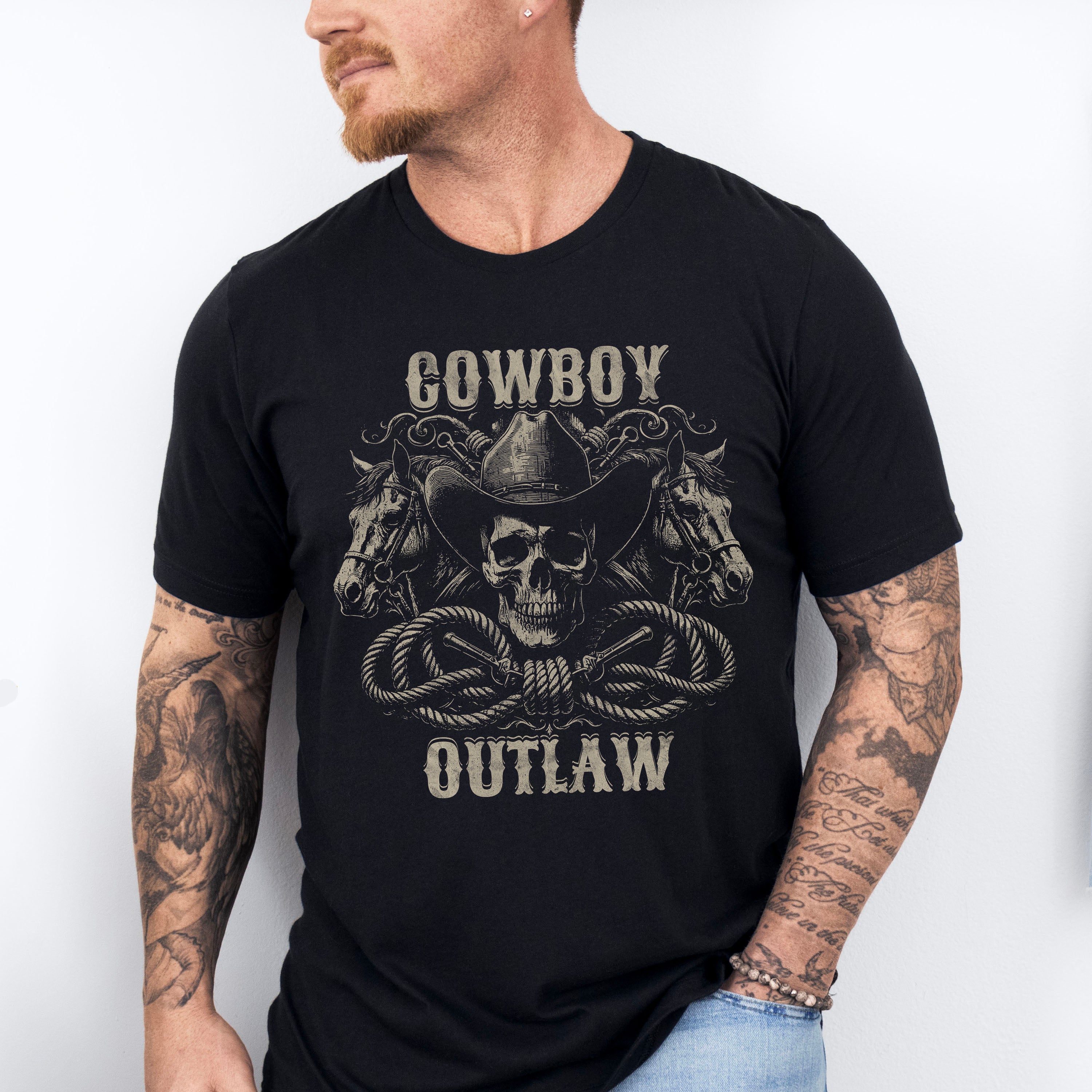 Cowboy Outlaw Design - Rodeo Unisex Crewneck T-Shirt Sweatshirt Hoodie