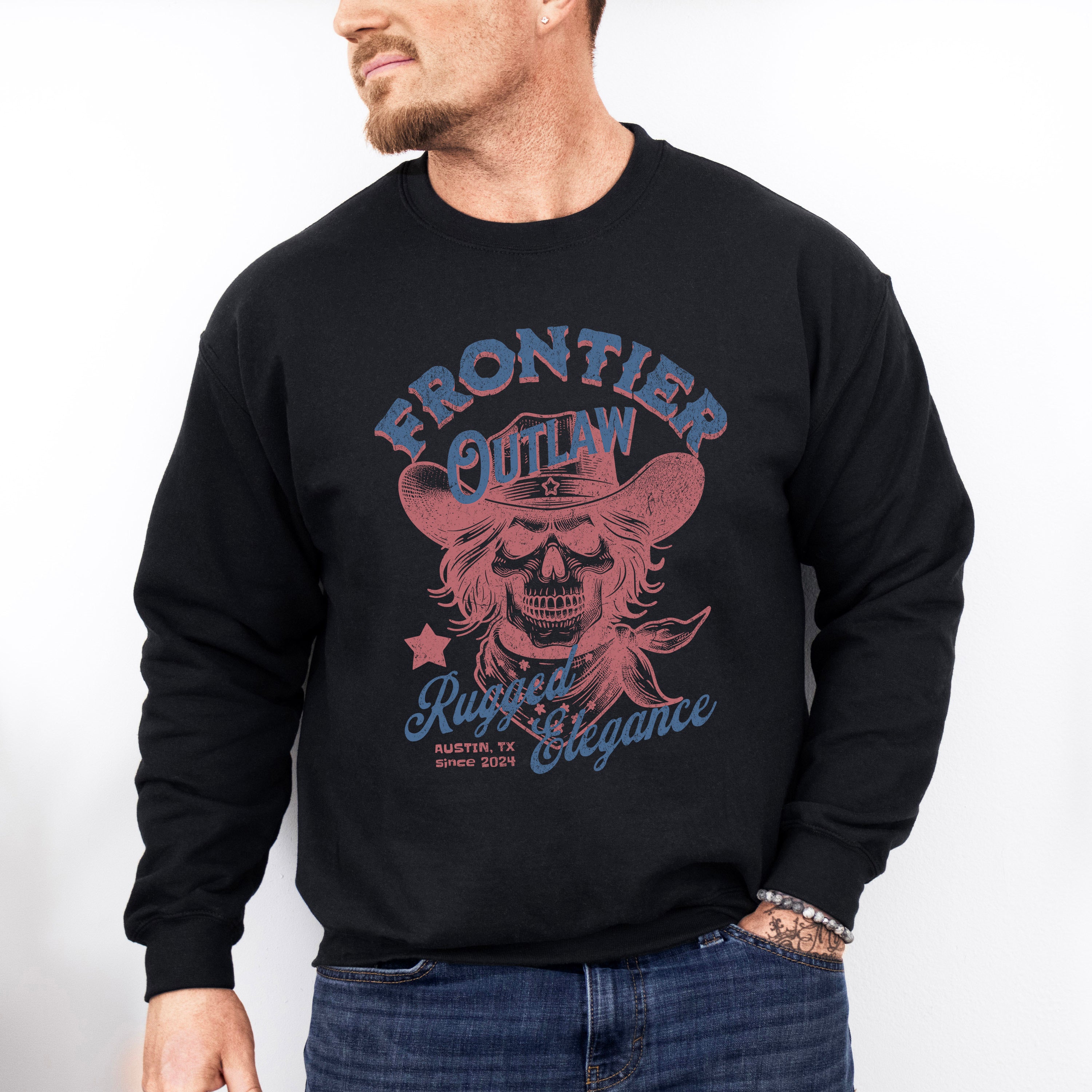 Frontier Outlaw Rugged Elegance Design - Rodeo Unisex Crewneck T-Shirt Sweatshirt Hoodie