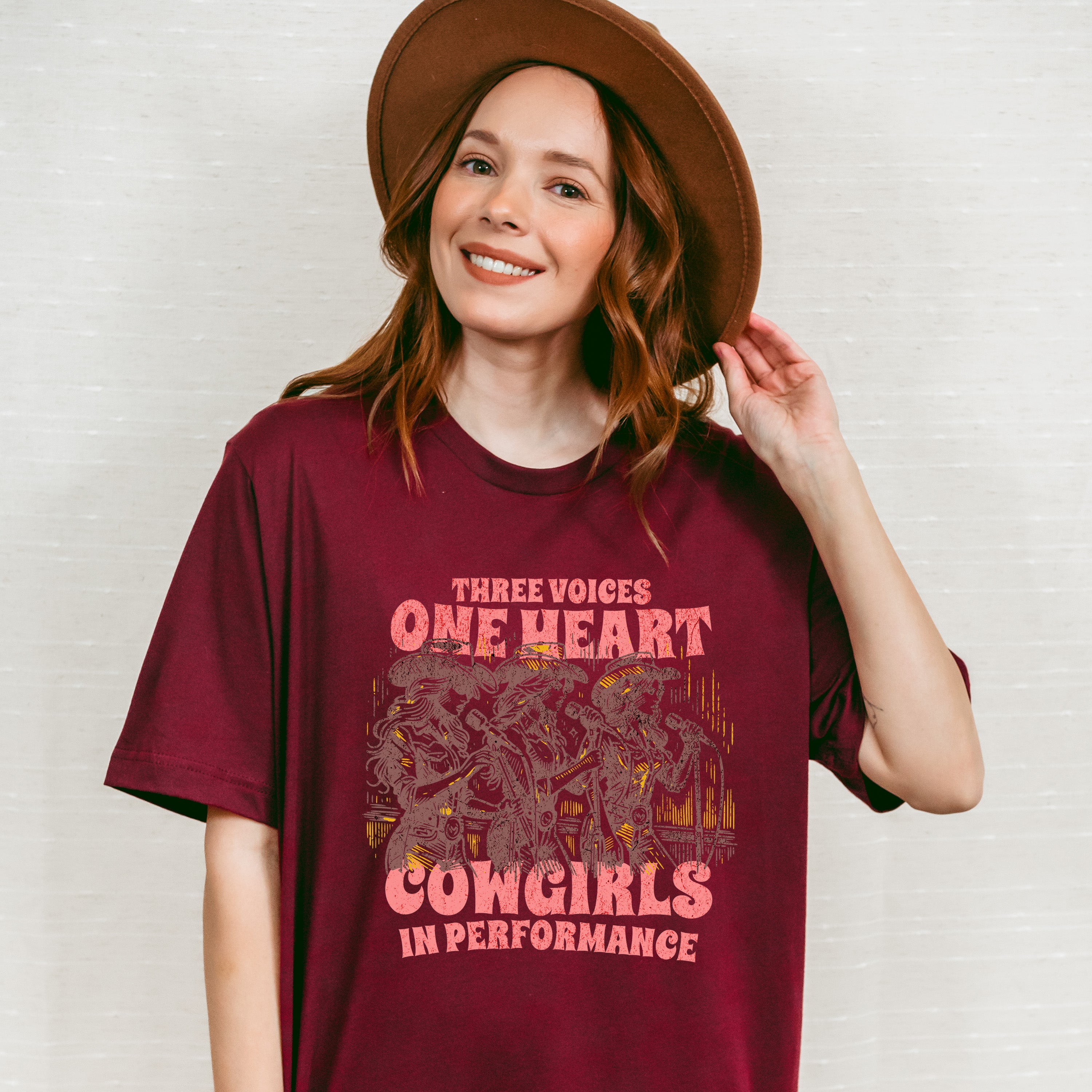 Three Voices One Heart Cowgirls In Performance Design - Rodeo Unisex Crewneck T-Shirt Sweatshirt Hoodie