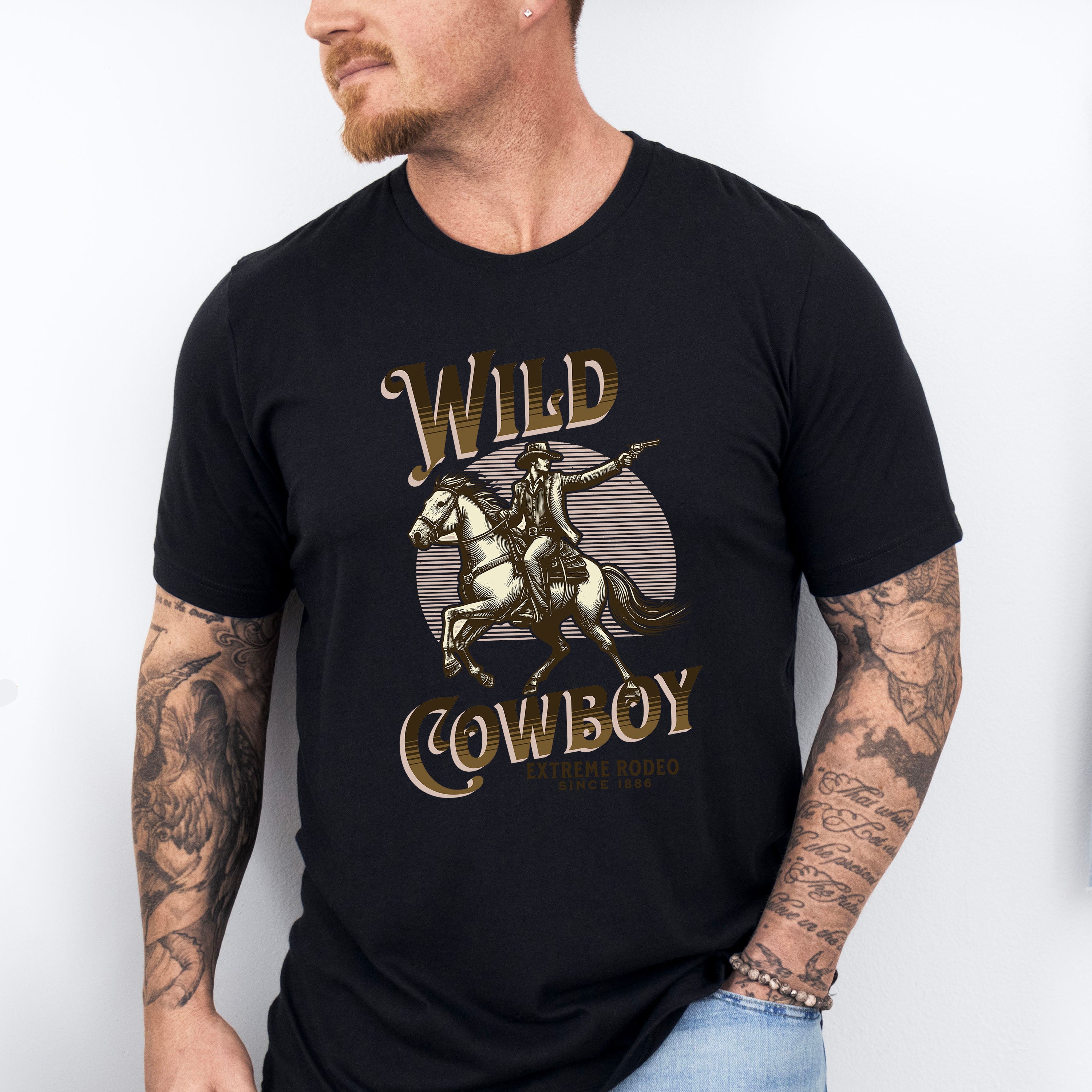 Wild Cowboy Extreme Rodeo Design - Rodeo Unisex Crewneck T-Shirt Sweatshirt Hoodie