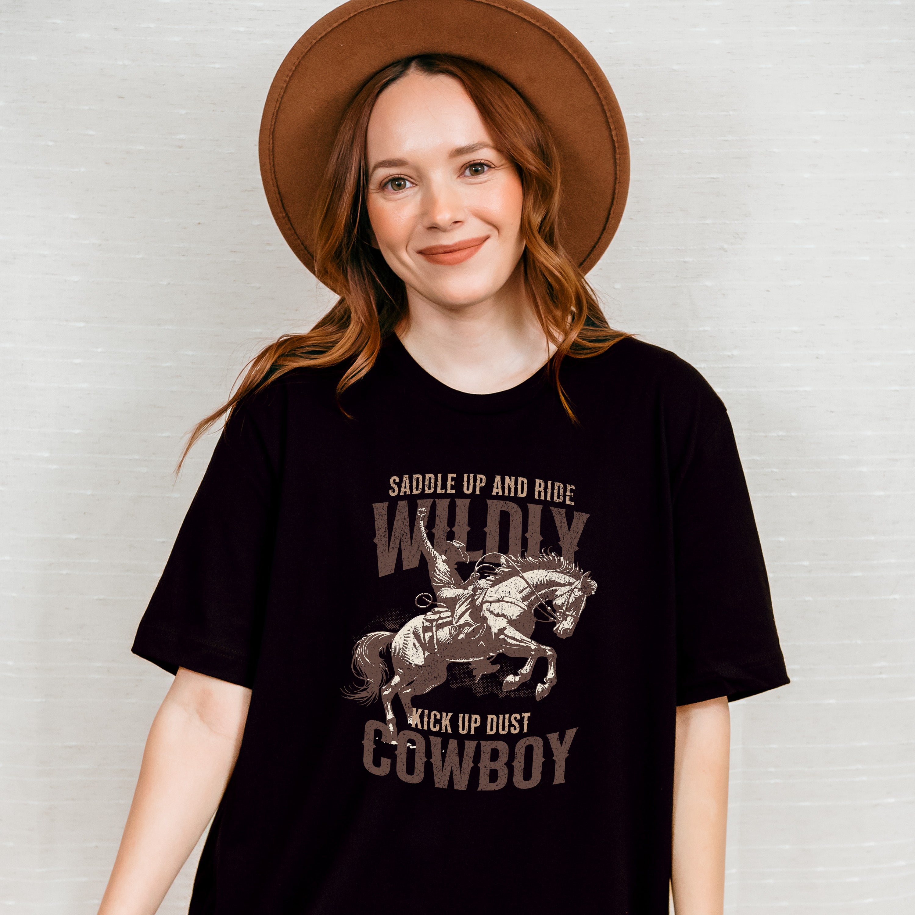 Saddle Up And Ride Wildly Kick Up Dust Cowboy Design - Rodeo Unisex Crewneck T-Shirt Sweatshirt Hoodie
