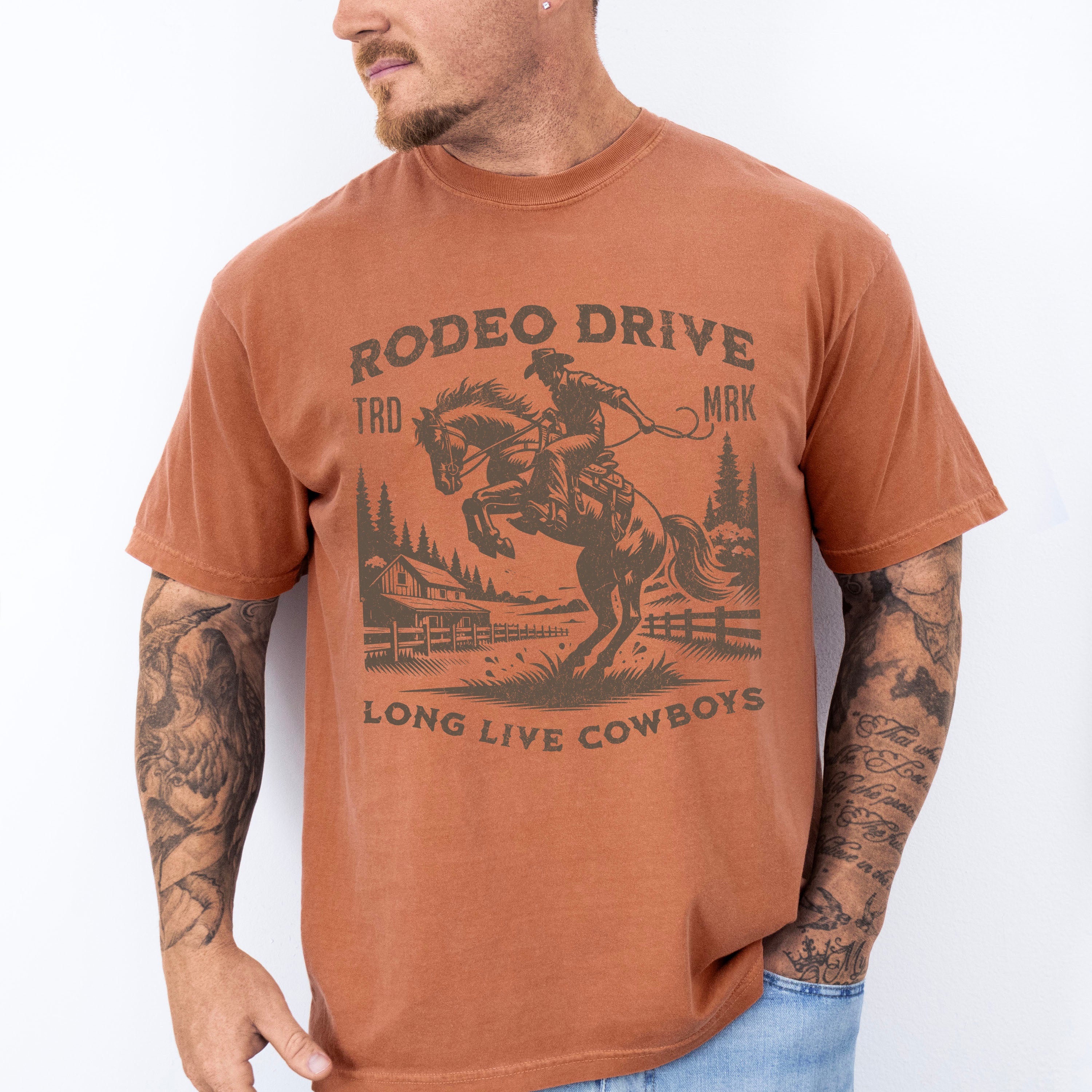 Retro Rodeo Drive Long Live Cowboys - Rodeo Unisex Crewneck T-Shirt Sweatshirt Hoodie