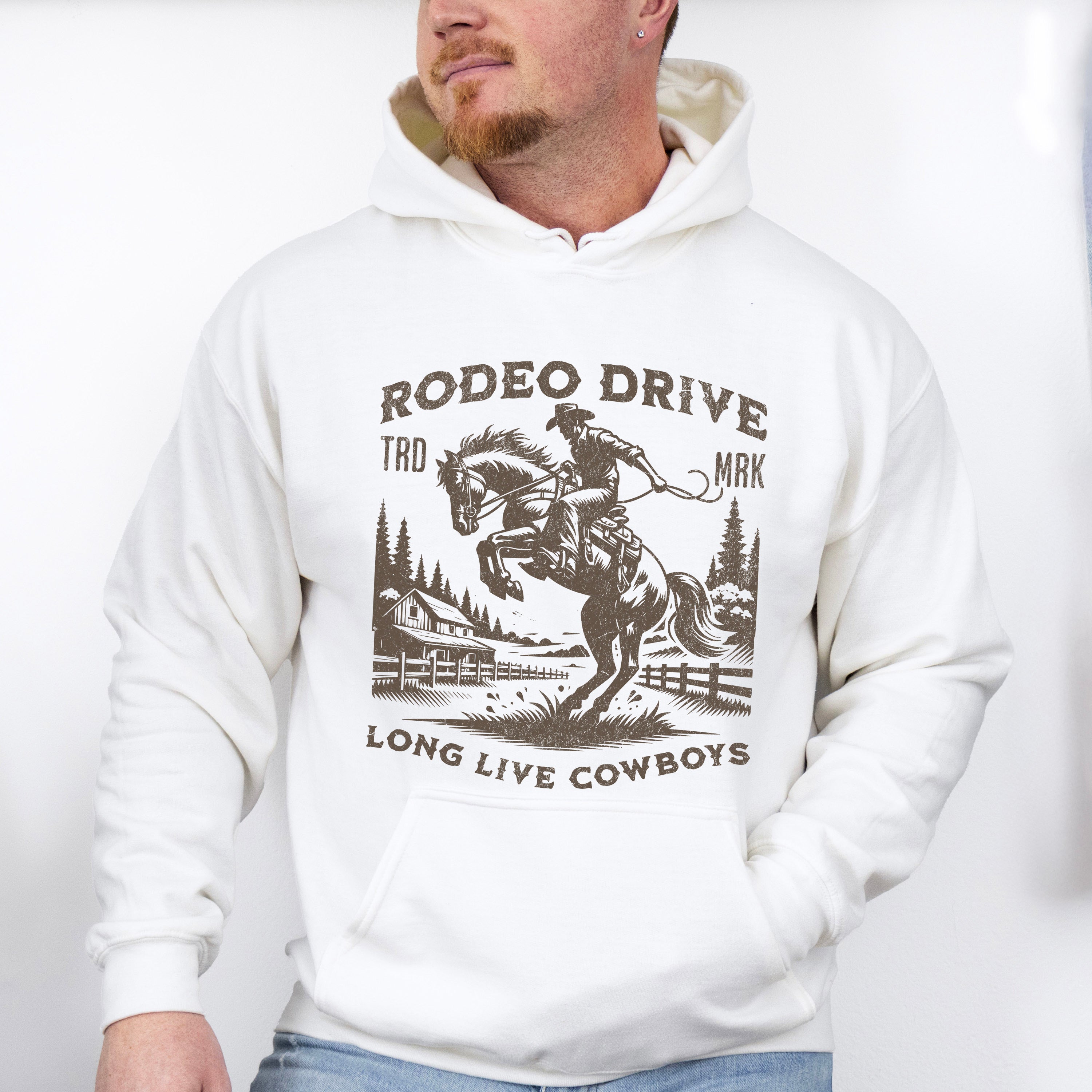 Retro Rodeo Drive Long Live Cowboys - Rodeo Unisex Crewneck T-Shirt Sweatshirt Hoodie